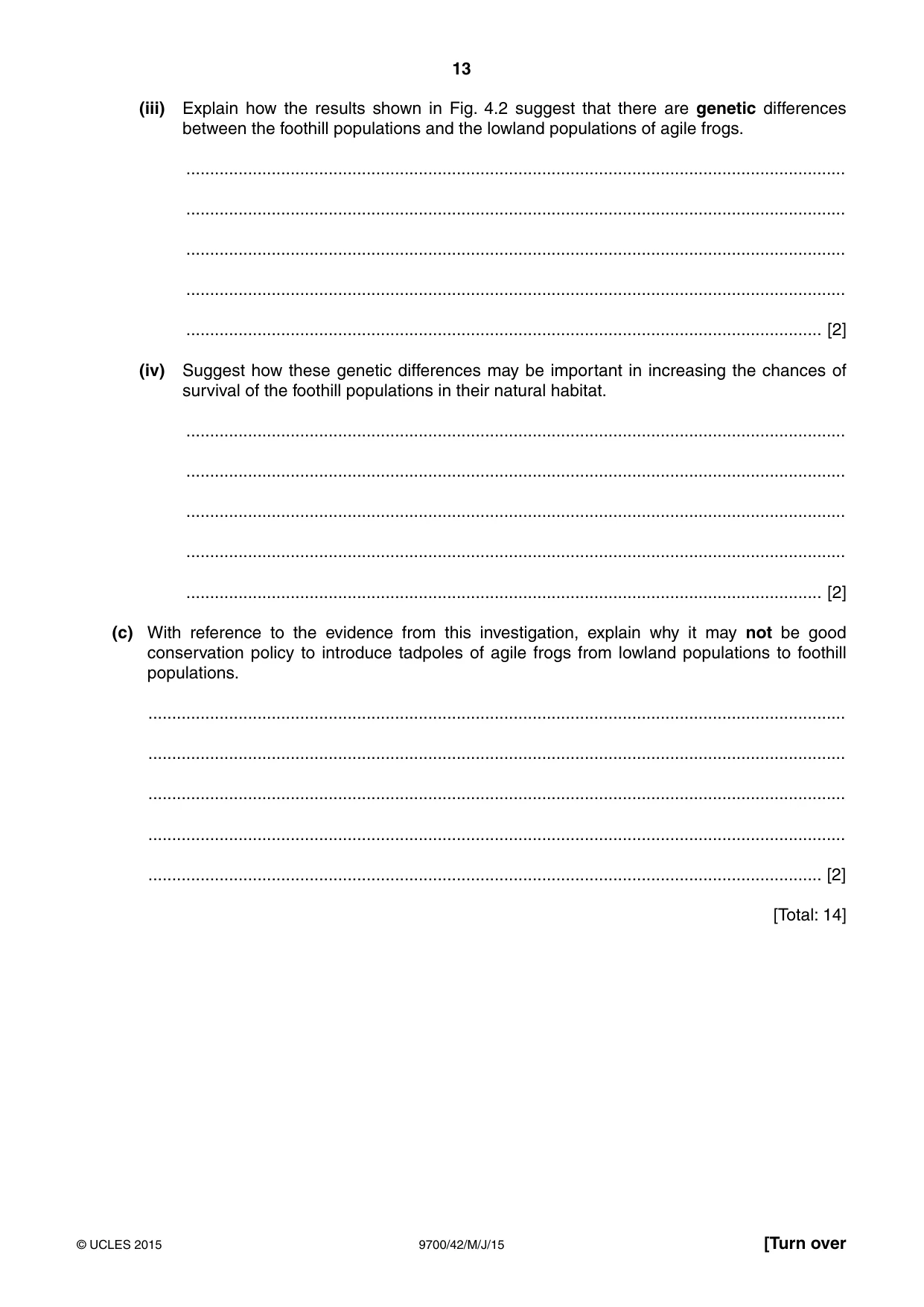 Cambridge A Level Biology 9700 2015 May/June Paper 4 · Variant 2 question paper, page 13 of 24