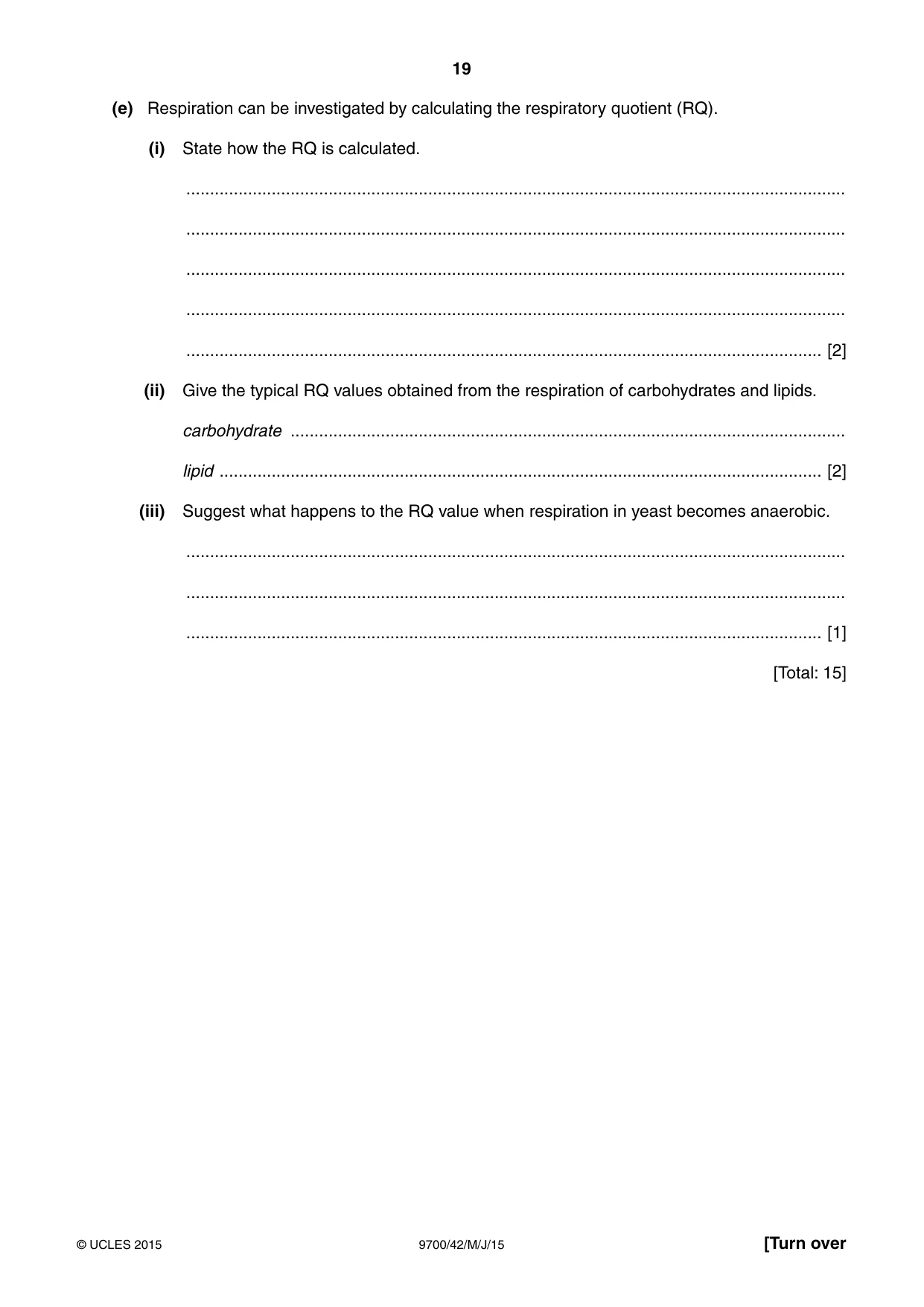 Cambridge A Level Biology 9700 2015 May/June Paper 4 · Variant 2 question paper, page 19 of 24