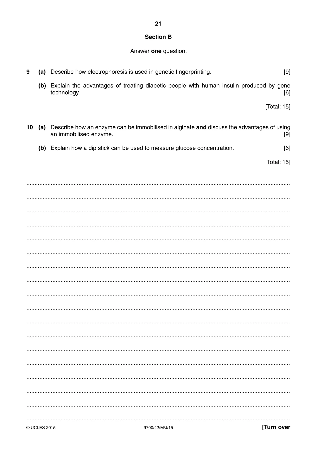 Cambridge A Level Biology 9700 2015 May/June Paper 4 · Variant 2 question paper, page 21 of 24