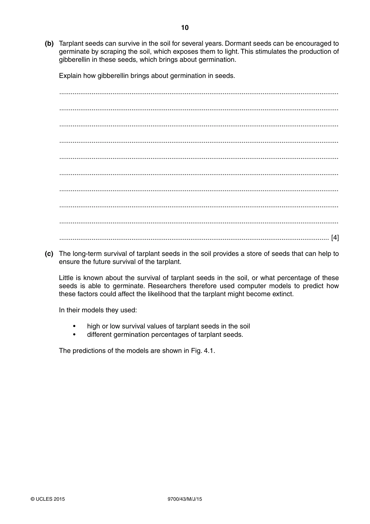 Cambridge A Level Biology 9700 2015 May/June Paper 4 · Variant 3 question paper, page 10 of 24