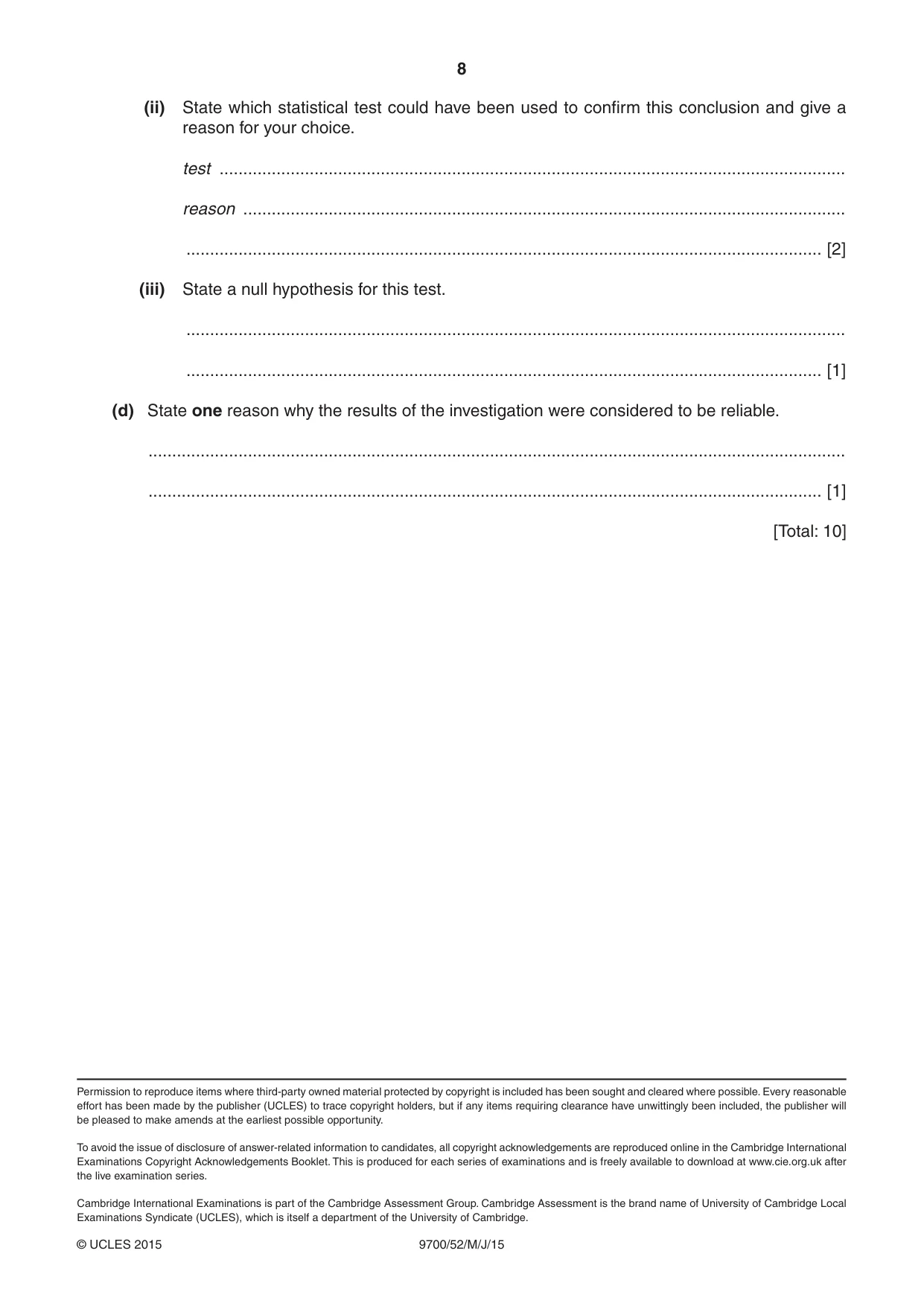Cambridge A Level Biology 9700 2015 May/June Paper 5 · Variant 2 question paper, page 8 of 8
