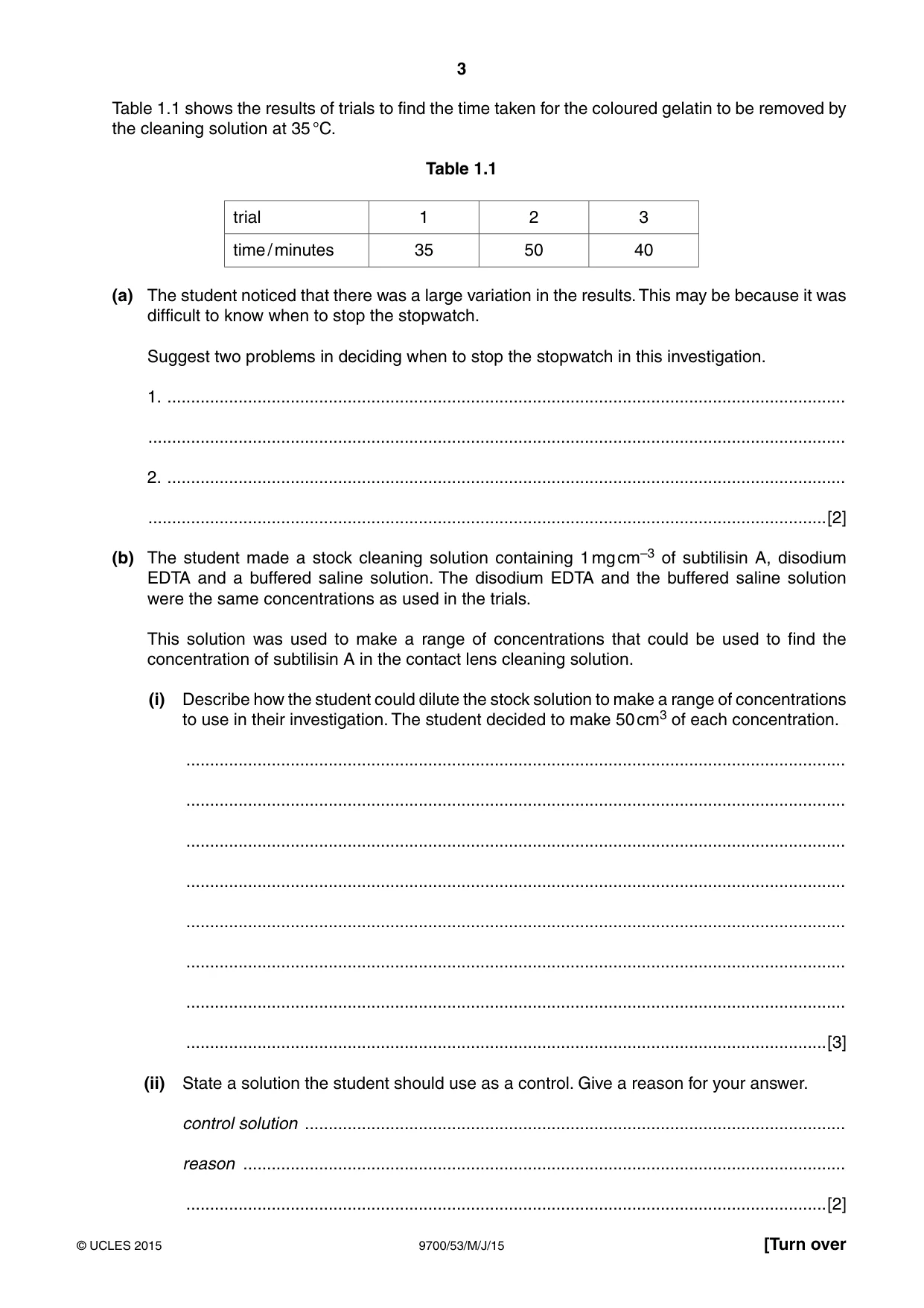 Cambridge A Level Biology 9700 2015 May/June Paper 5 · Variant 3 question paper, page 3 of 8