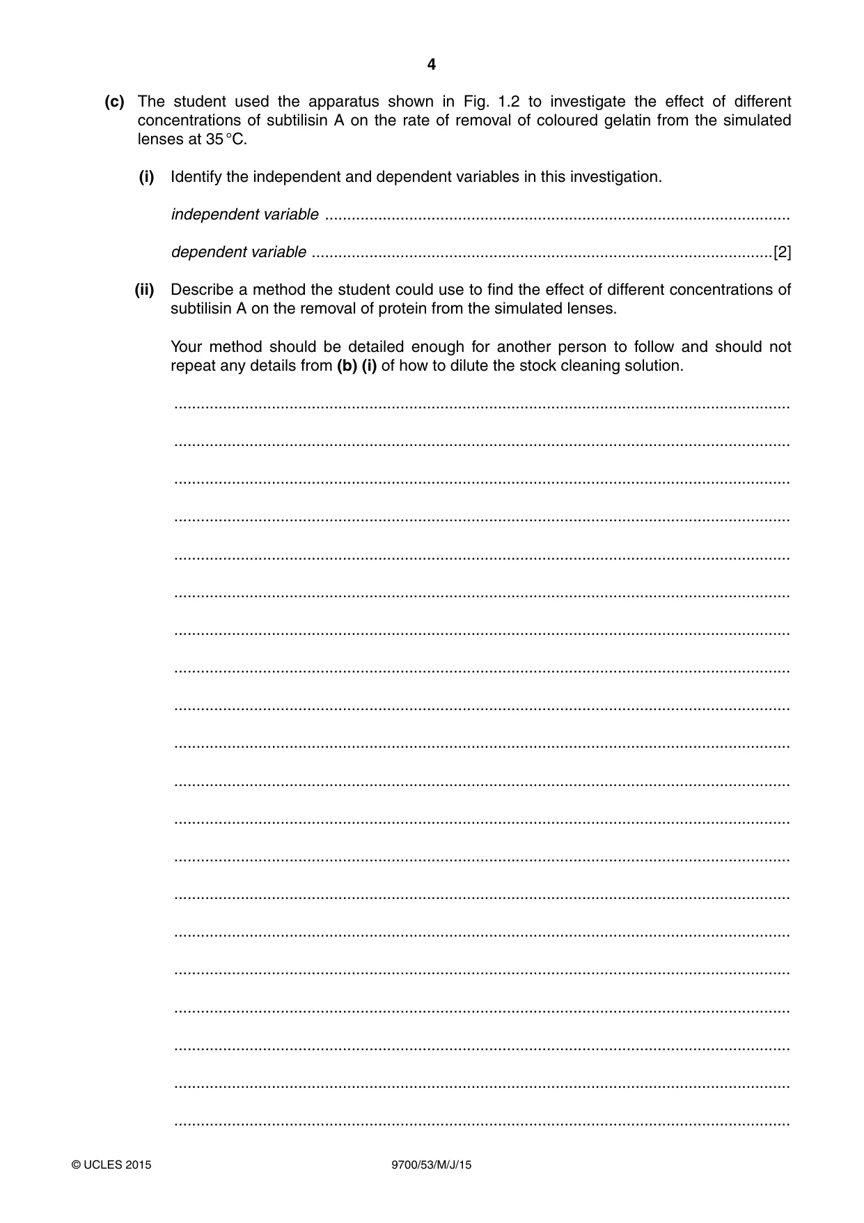 Cambridge A Level Biology 9700 2015 May/June Paper 5 · Variant 3 question paper, page 4 of 8