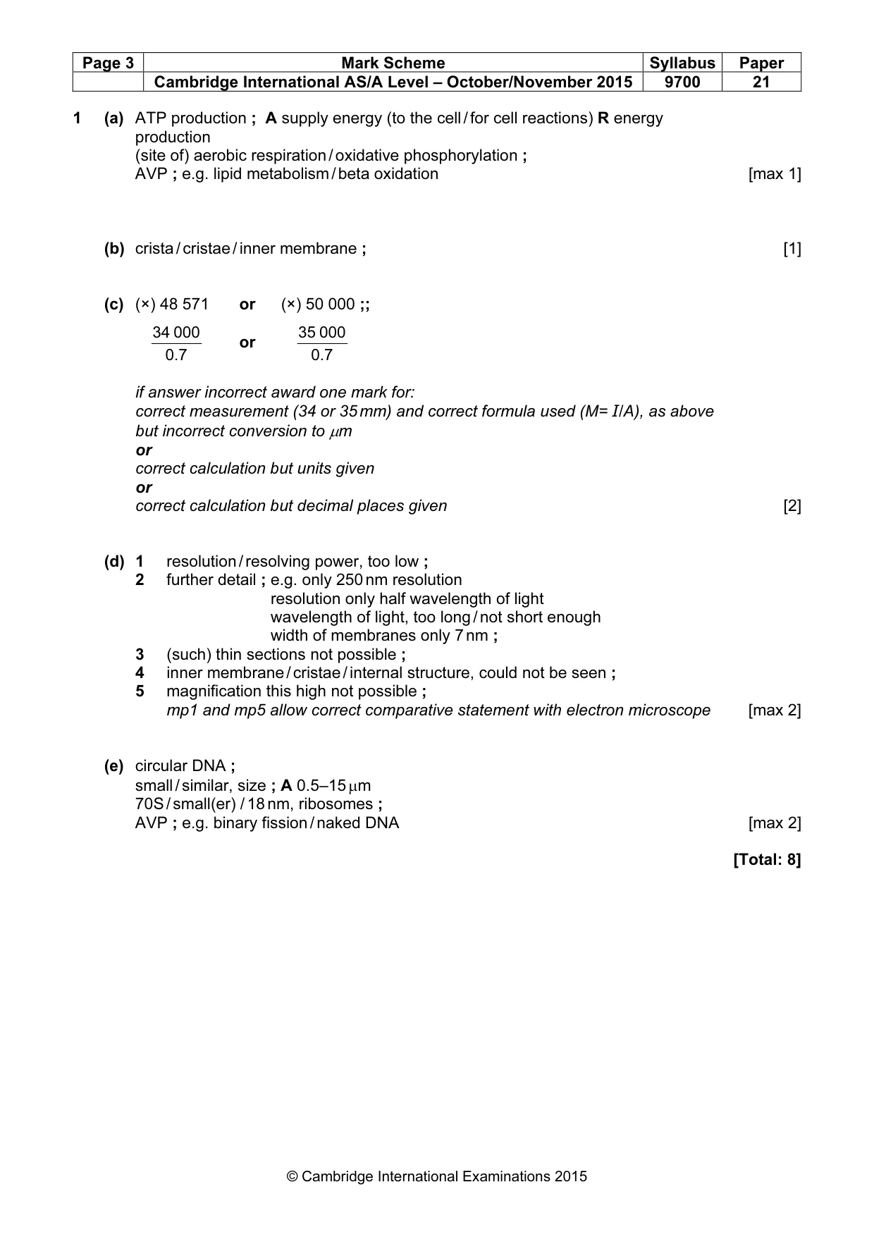 Mark scheme, page 3 of 8