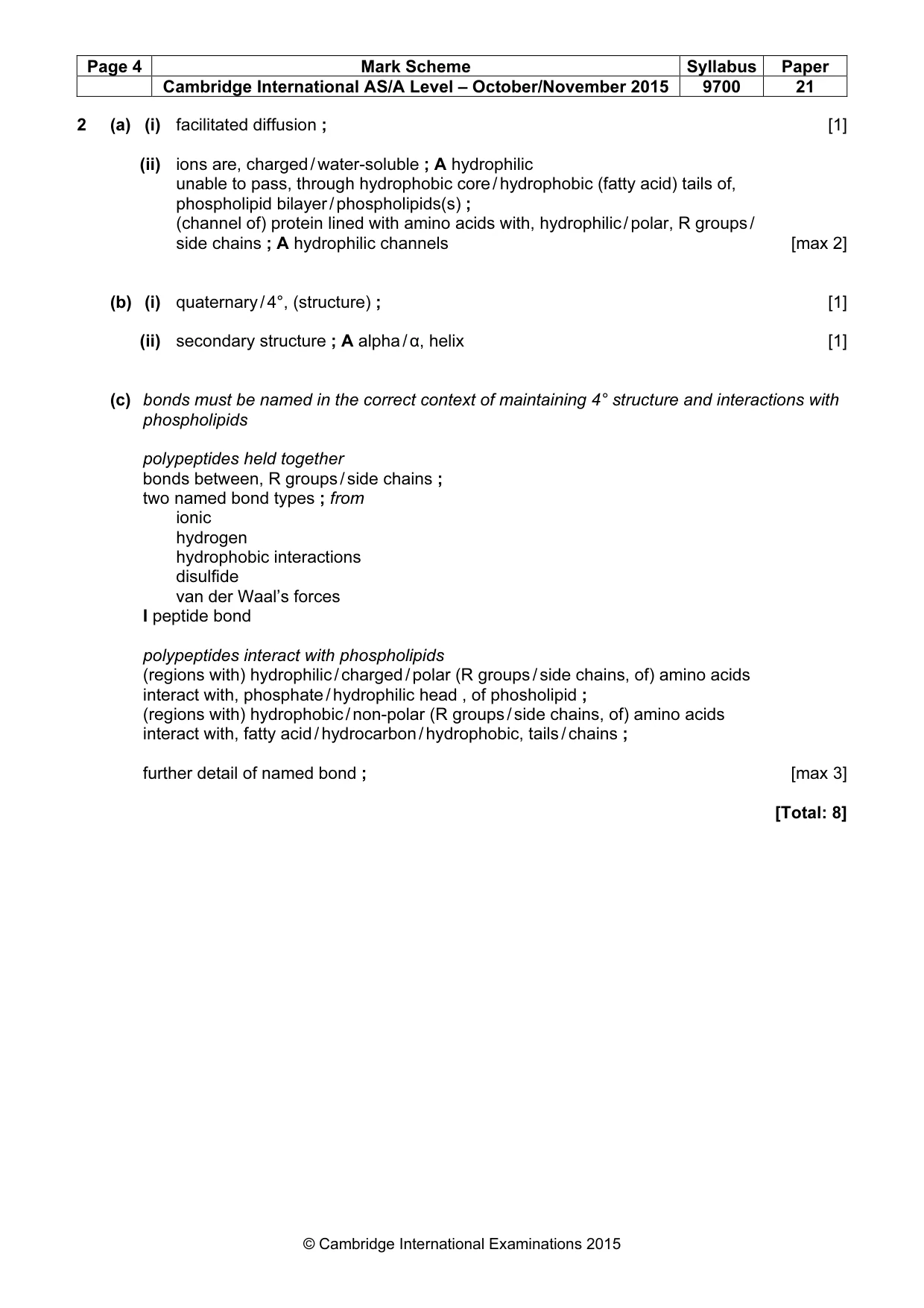 Mark scheme, page 4 of 8