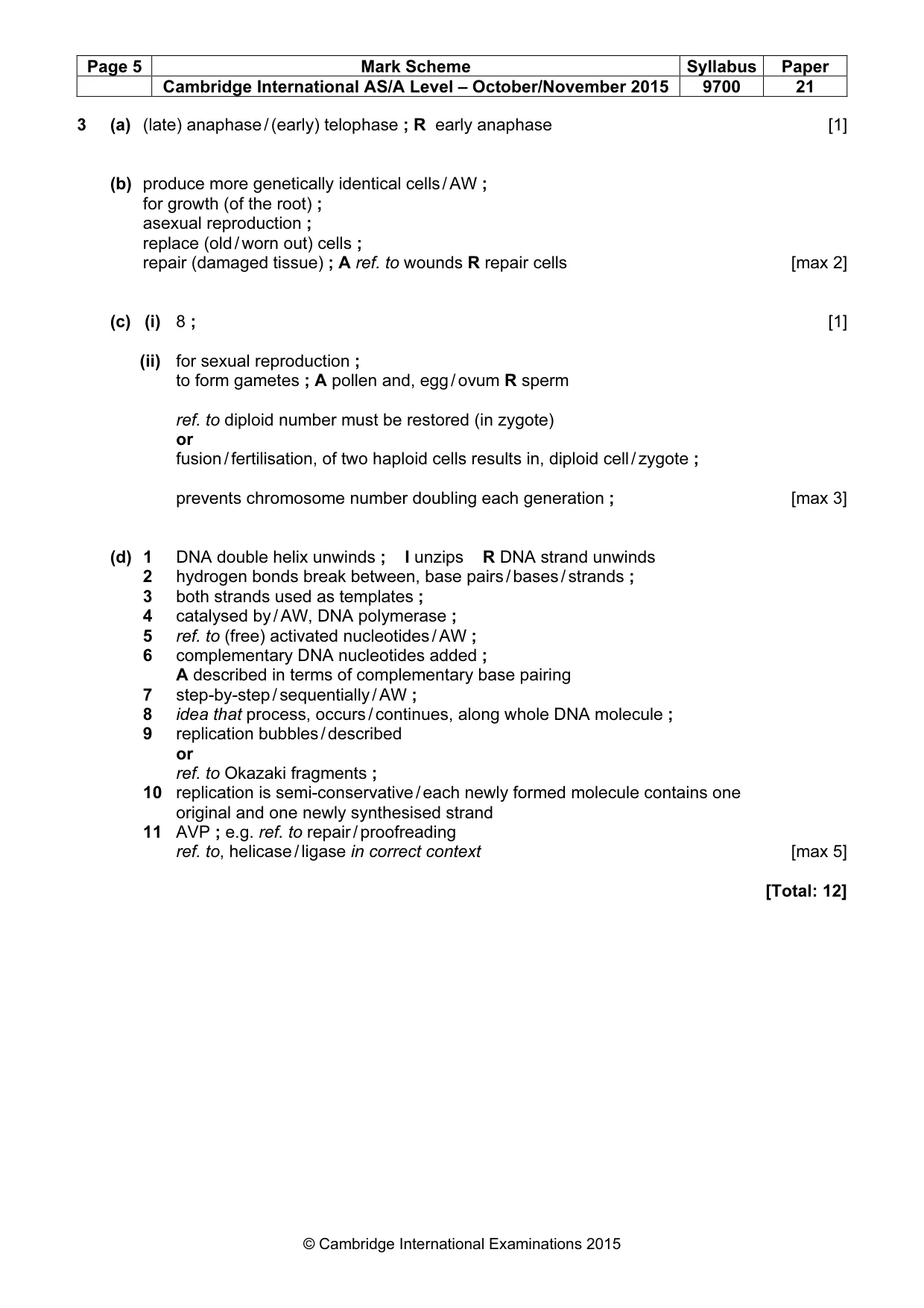 Mark scheme, page 5 of 8