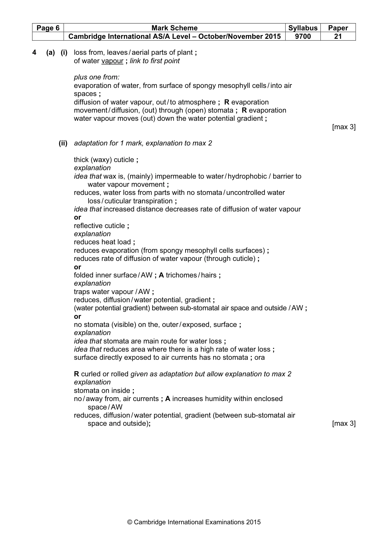 Mark scheme, page 6 of 8