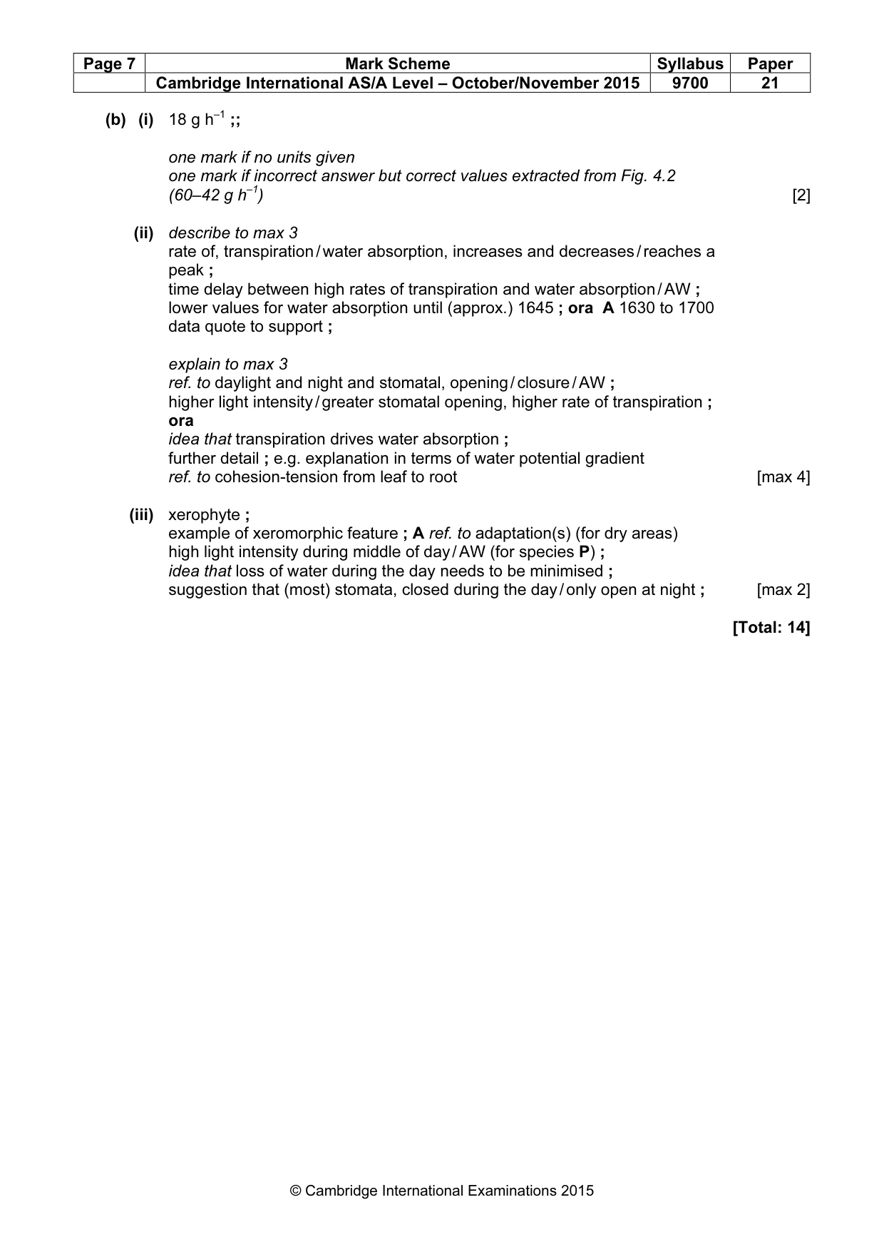 Mark scheme, page 7 of 8
