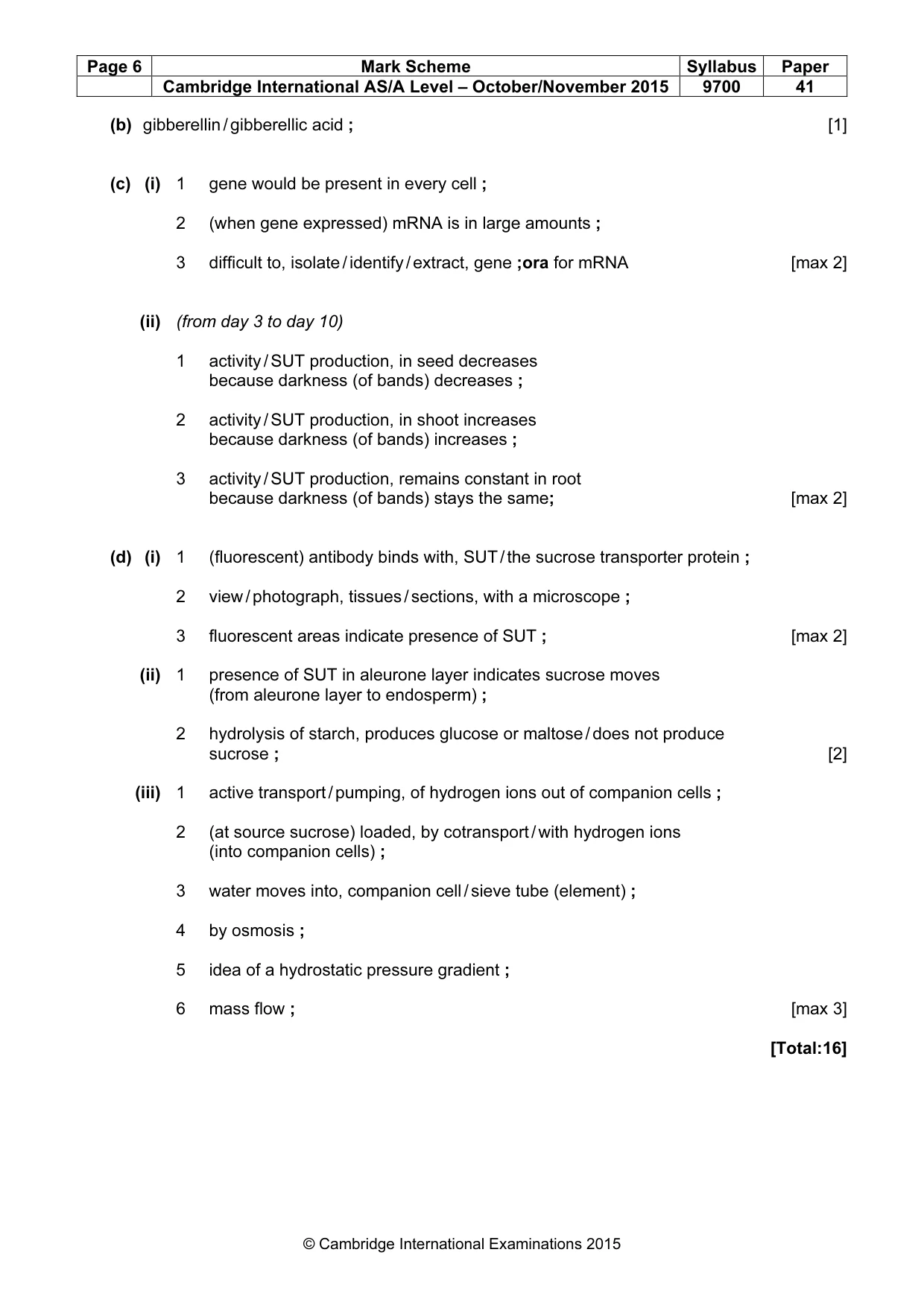 Mark scheme, page 6 of 12