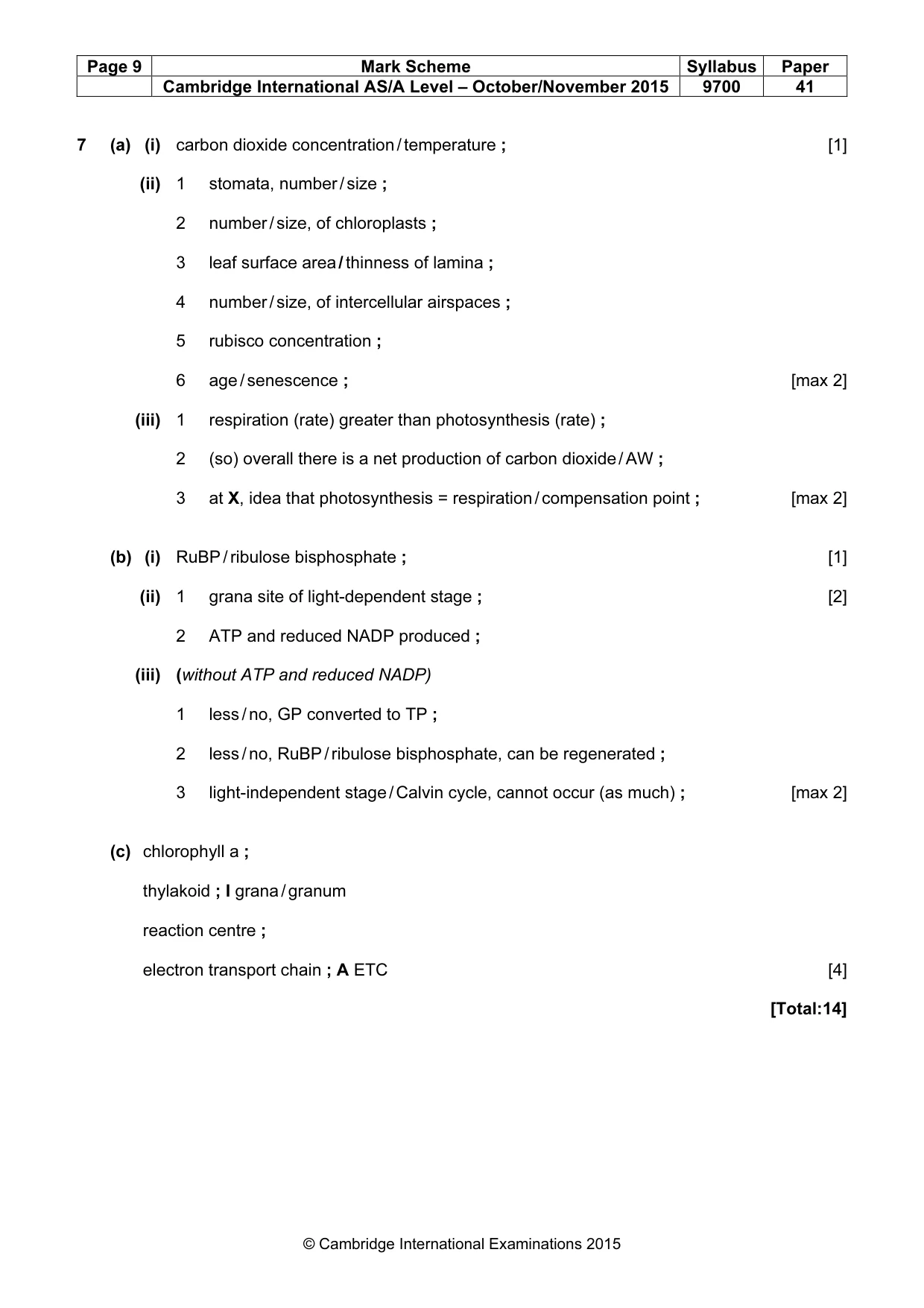 Mark scheme, page 9 of 12