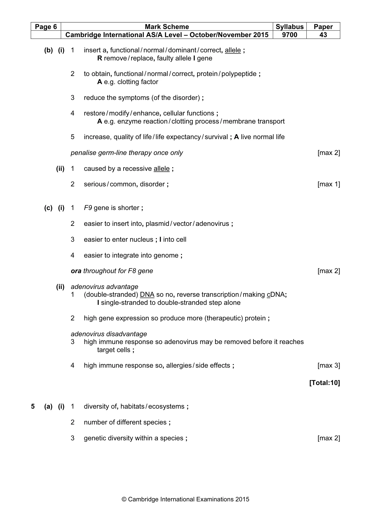 Mark scheme, page 6 of 12