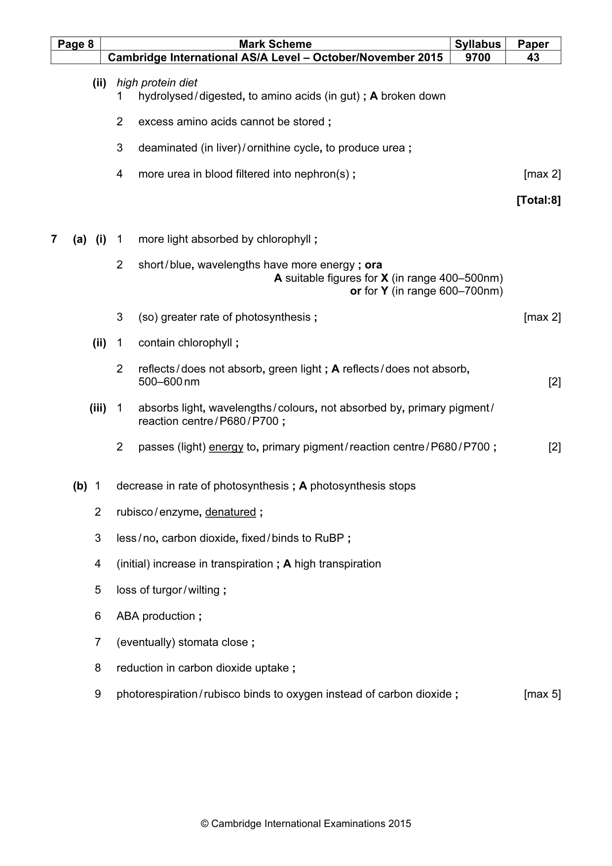 Mark scheme, page 8 of 12