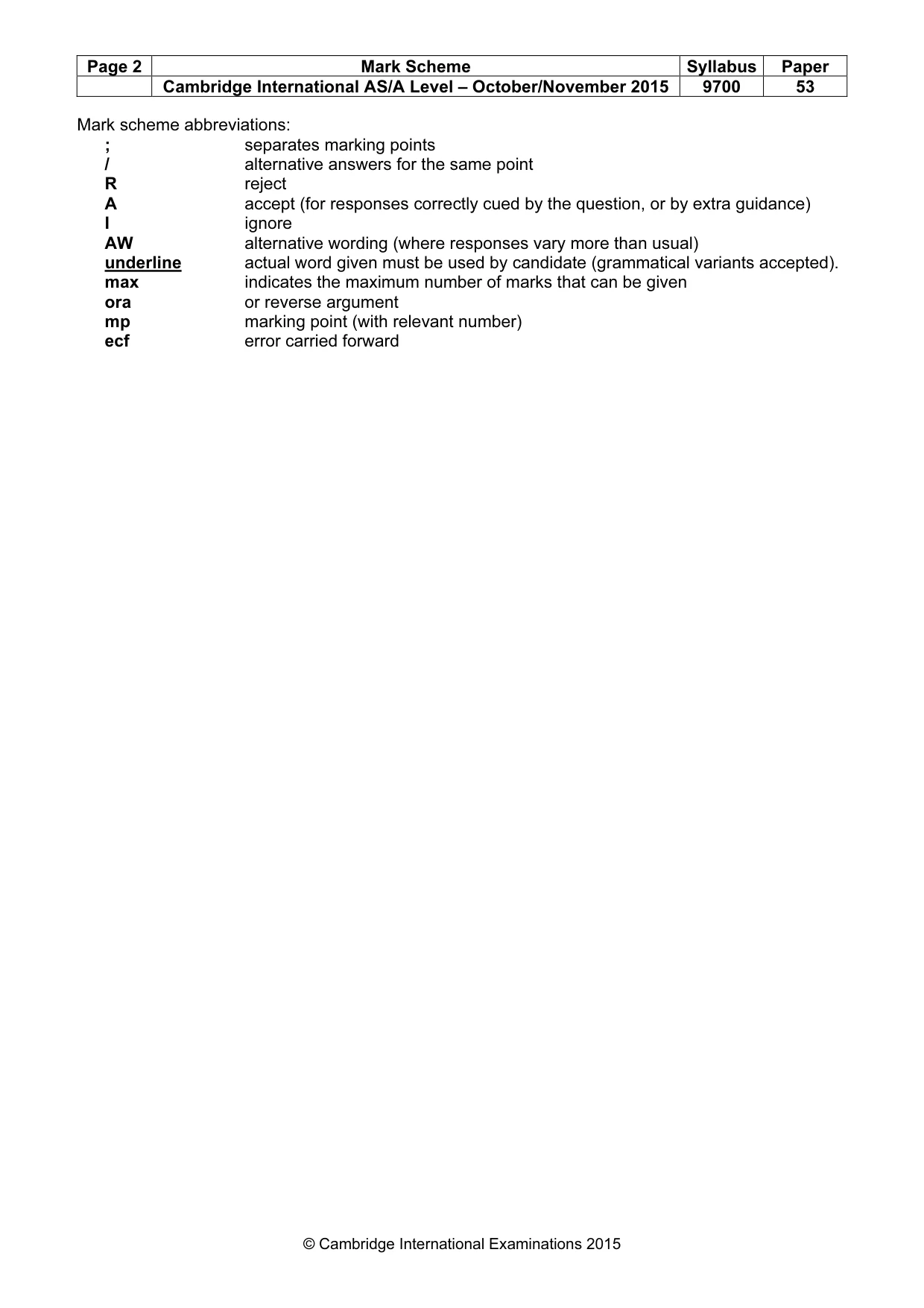 Mark scheme, page 2 of 9