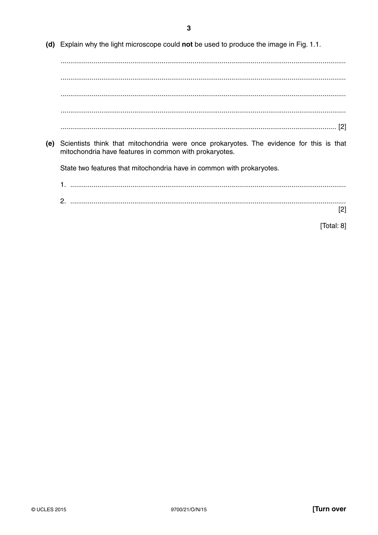Cambridge A Level Biology 9700 2015 Oct/Nov Paper 2 · Variant 1 question paper, page 3 of 16