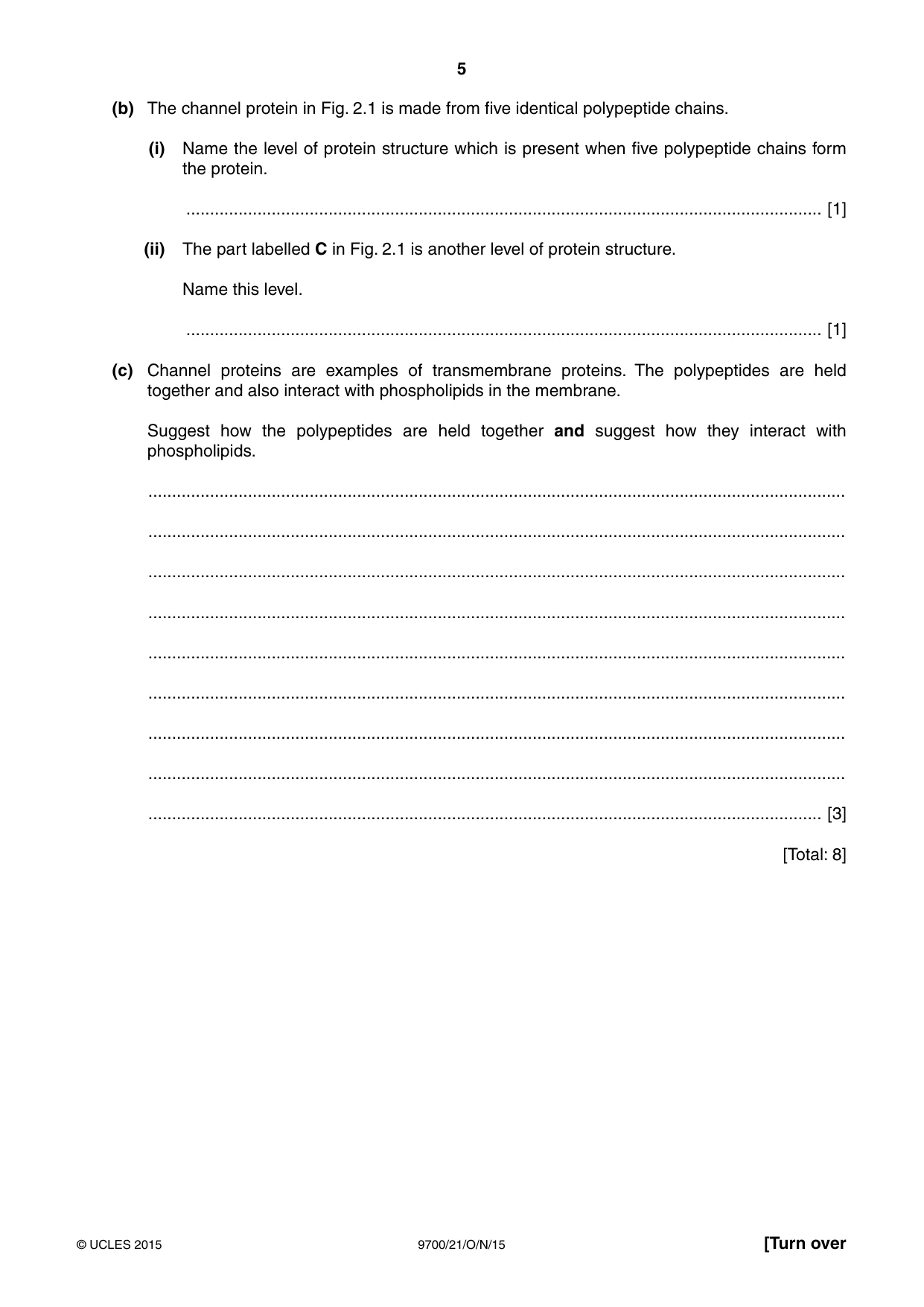Cambridge A Level Biology 9700 2015 Oct/Nov Paper 2 · Variant 1 question paper, page 5 of 16