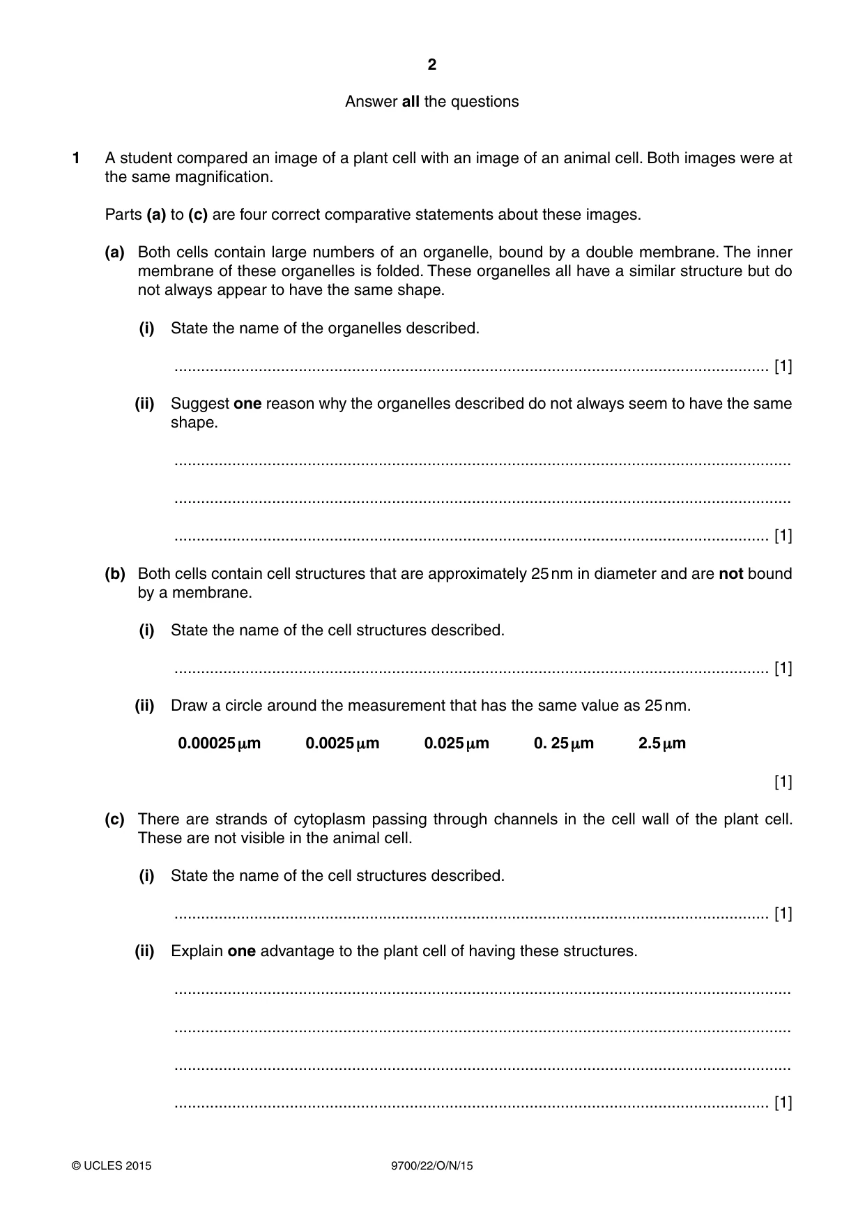 Cambridge A Level Biology 9700 2015 Oct/Nov Paper 2 · Variant 2 question paper, page 2 of 16
