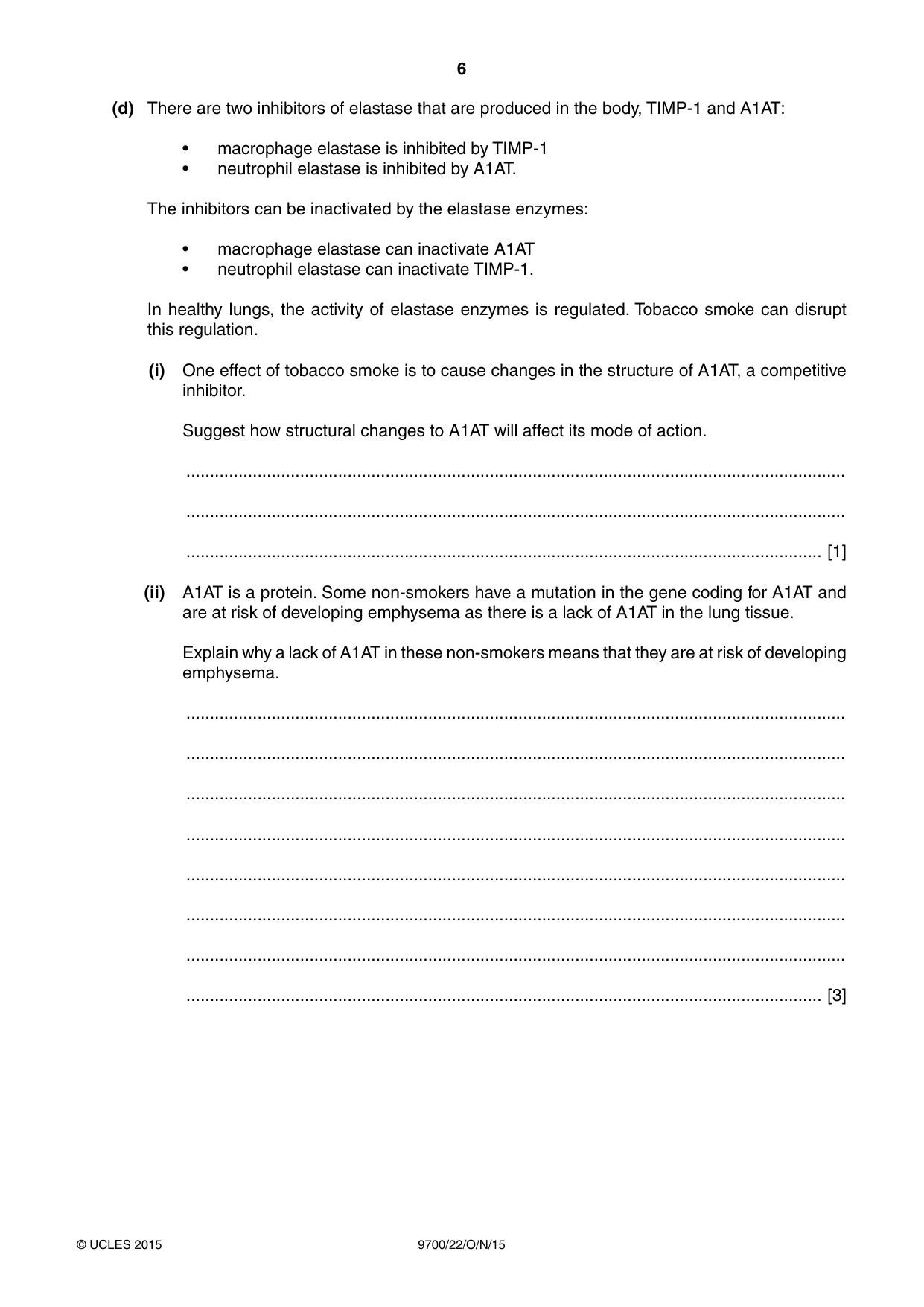 Cambridge A Level Biology 9700 2015 Oct/Nov Paper 2 · Variant 2 question paper, page 6 of 16