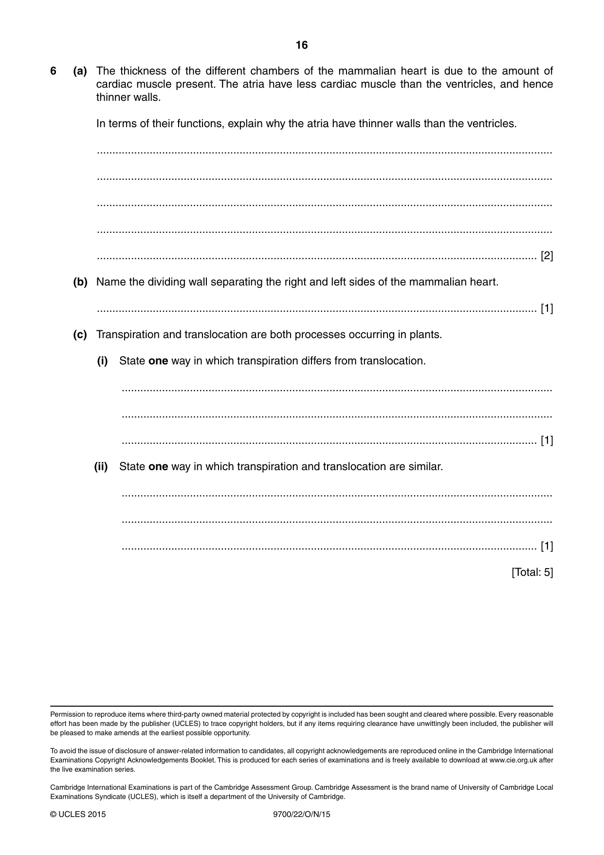 Cambridge A Level Biology 9700 2015 Oct/Nov Paper 2 · Variant 2 question paper, page 16 of 16