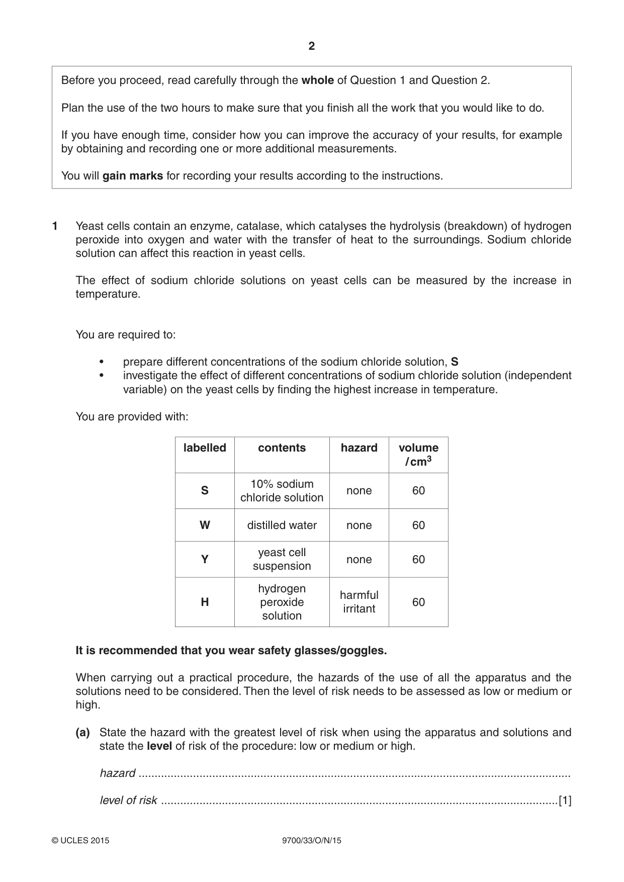 Cambridge A Level Biology 9700 2015 Oct/Nov Paper 3 · Variant 3 question paper, page 2 of 12