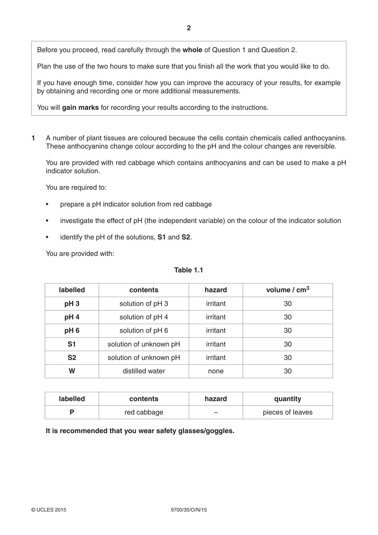 Cambridge A Level Biology 9700 2015 Oct/Nov Paper 3 · Variant 5 question paper, page 2 of 12