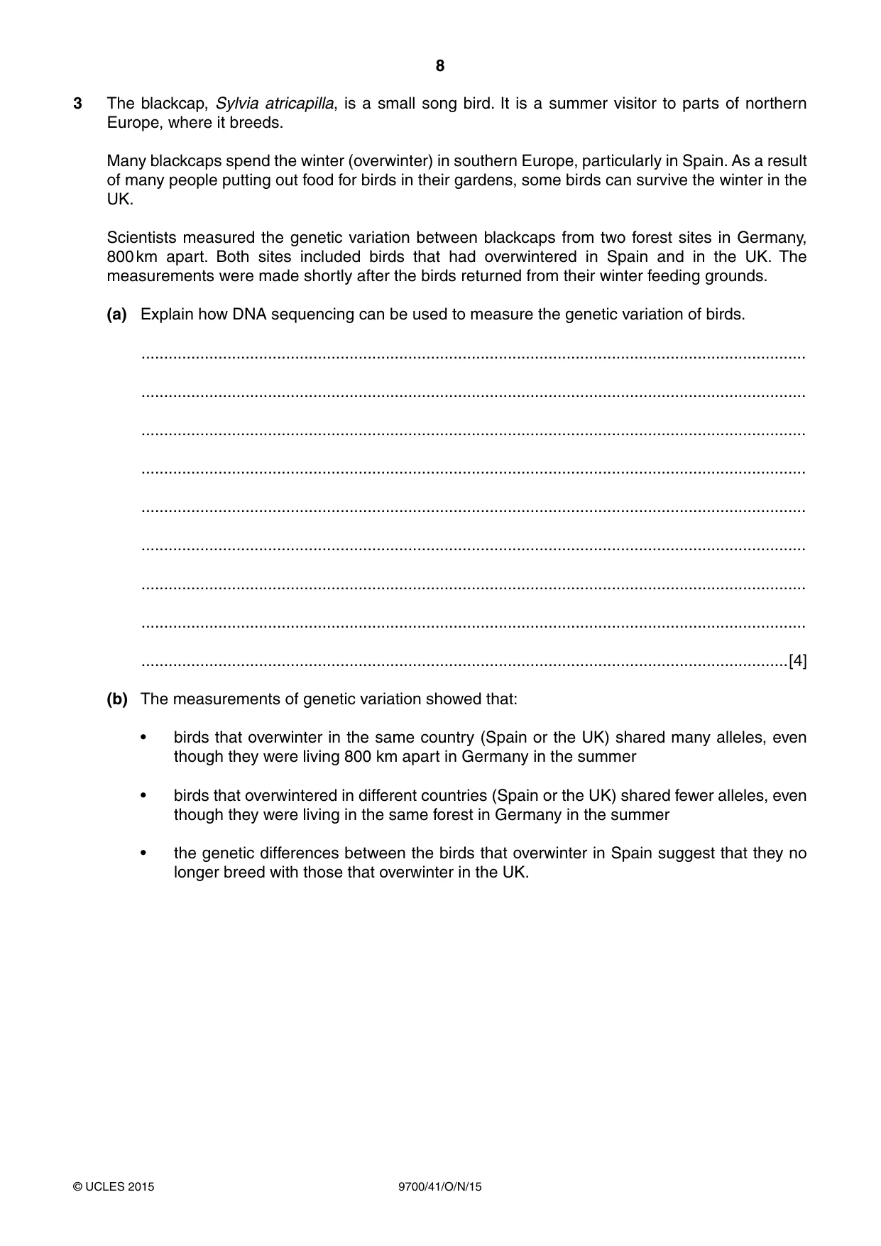 Cambridge A Level Biology 9700 2015 Oct/Nov Paper 4 · Variant 1 question paper, page 8 of 24