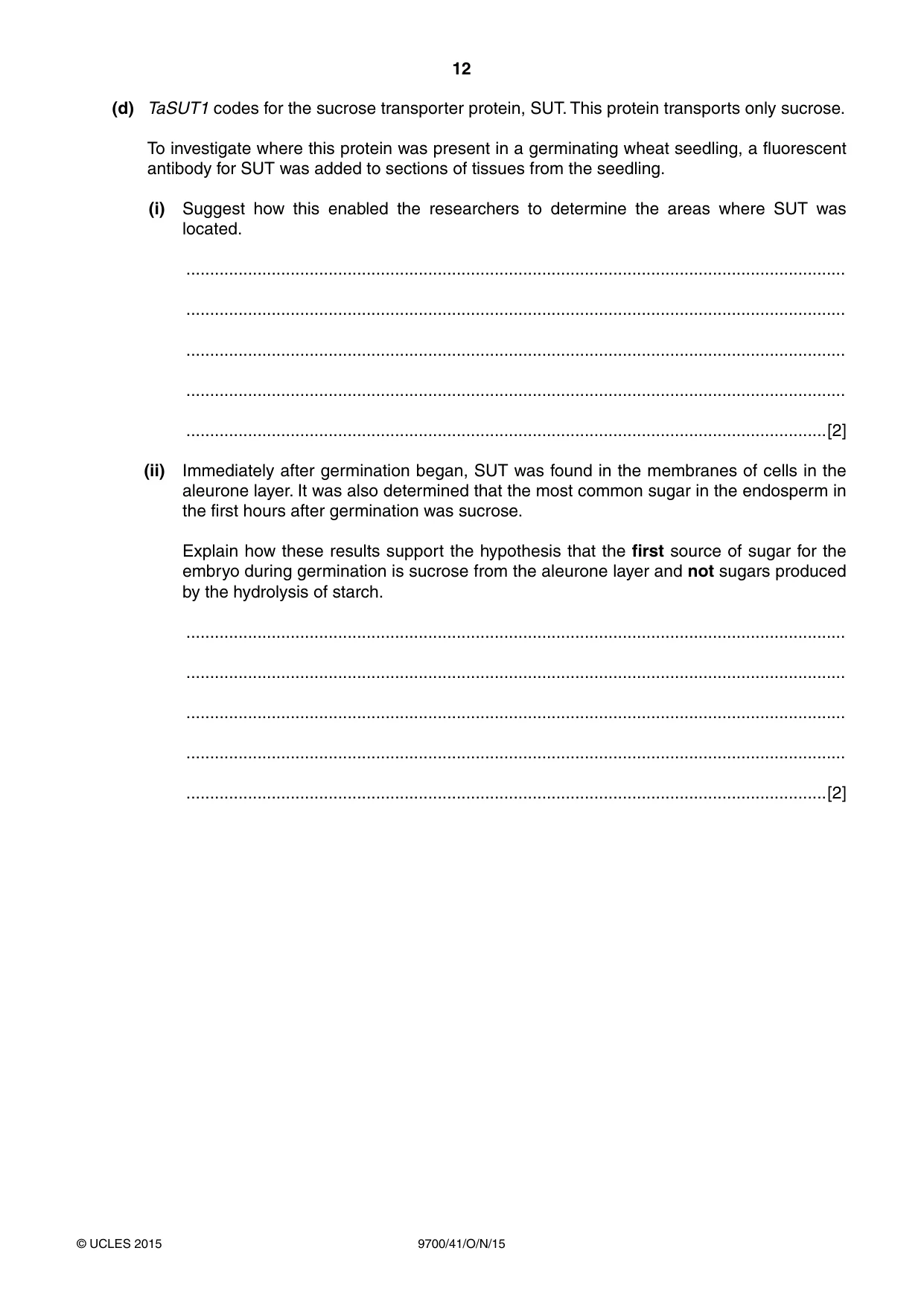 Cambridge A Level Biology 9700 2015 Oct/Nov Paper 4 · Variant 1 question paper, page 12 of 24