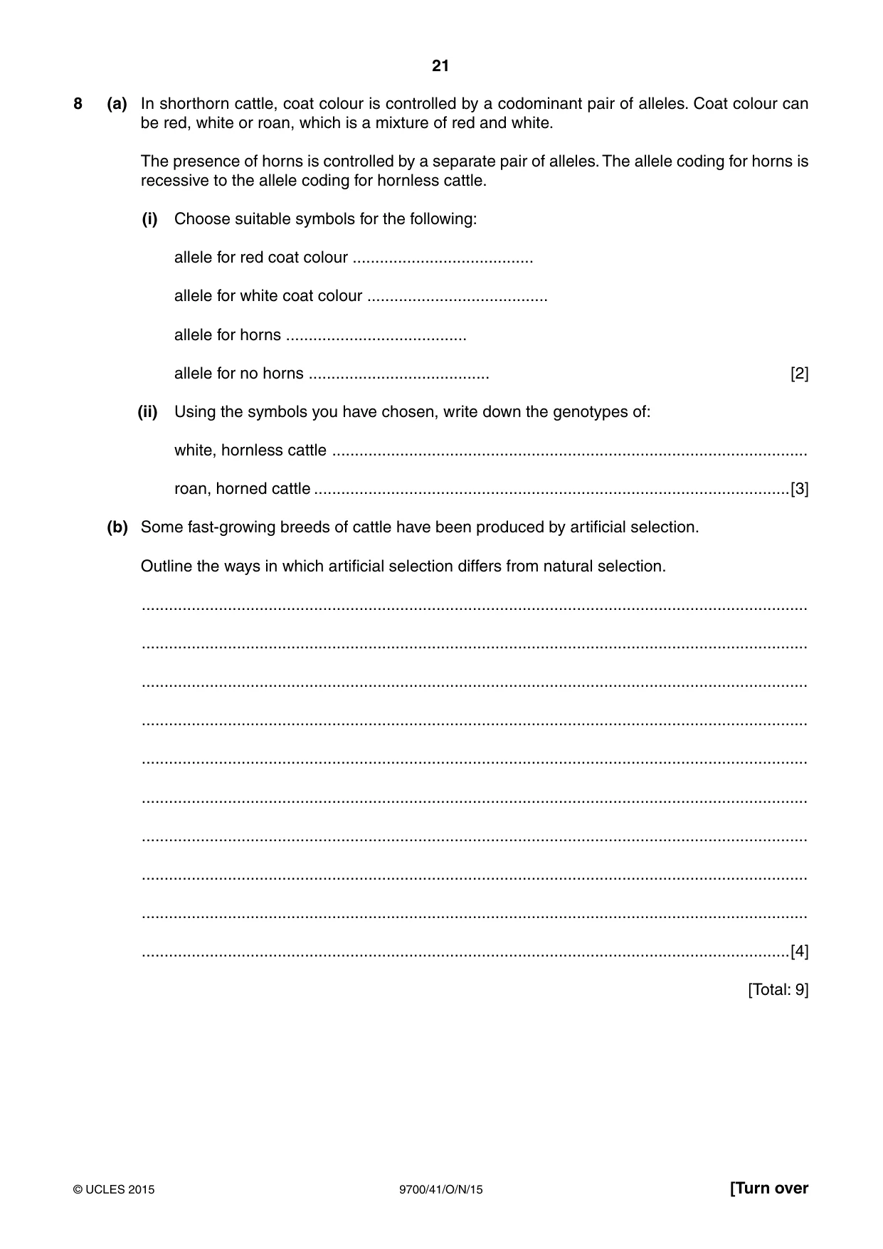 Cambridge A Level Biology 9700 2015 Oct/Nov Paper 4 · Variant 1 question paper, page 21 of 24