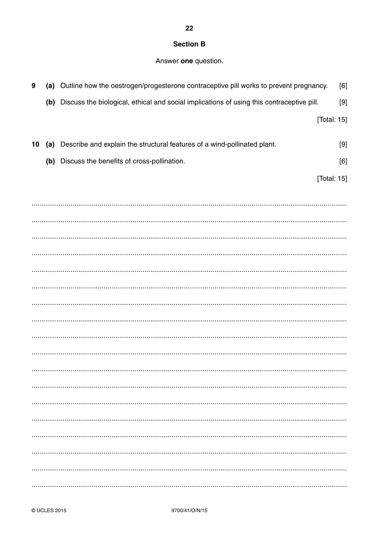 Cambridge A Level Biology 9700 2015 Oct/Nov Paper 4 · Variant 1 question paper, page 22 of 24