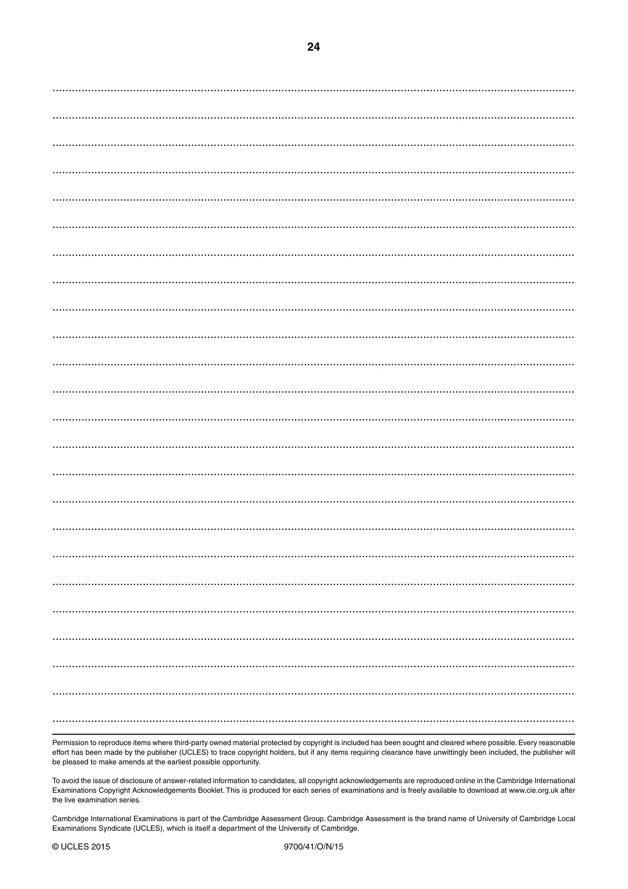 Cambridge A Level Biology 9700 2015 Oct/Nov Paper 4 · Variant 1 question paper, page 24 of 24