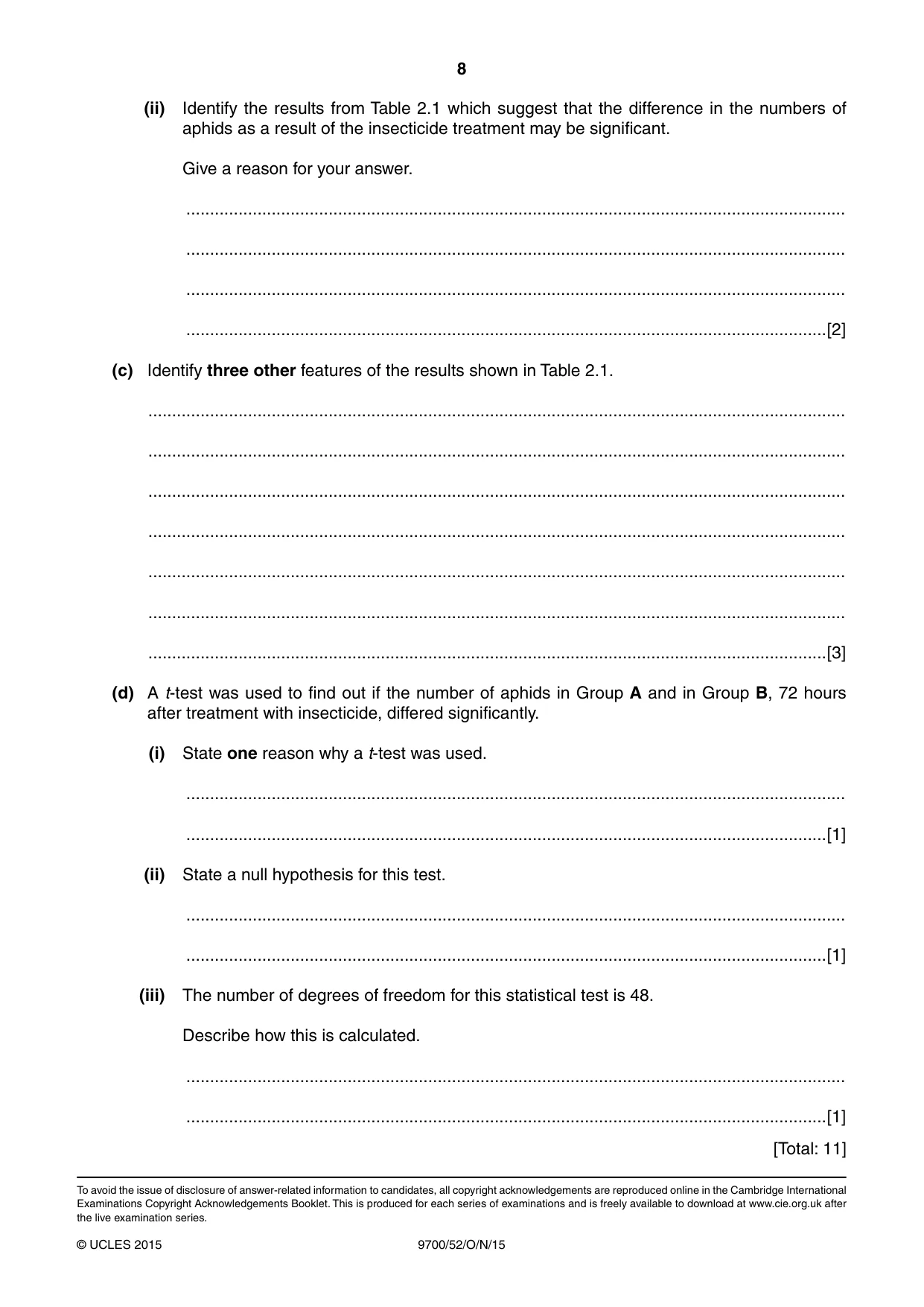 Cambridge A Level Biology 9700 2015 Oct/Nov Paper 5 · Variant 2 question paper, page 8 of 8