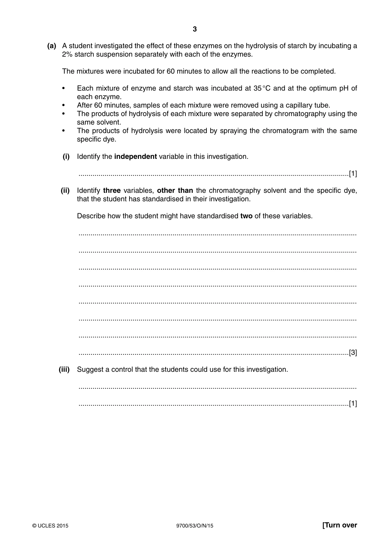 Cambridge A Level Biology 9700 2015 Oct/Nov Paper 5 · Variant 3 question paper, page 3 of 8