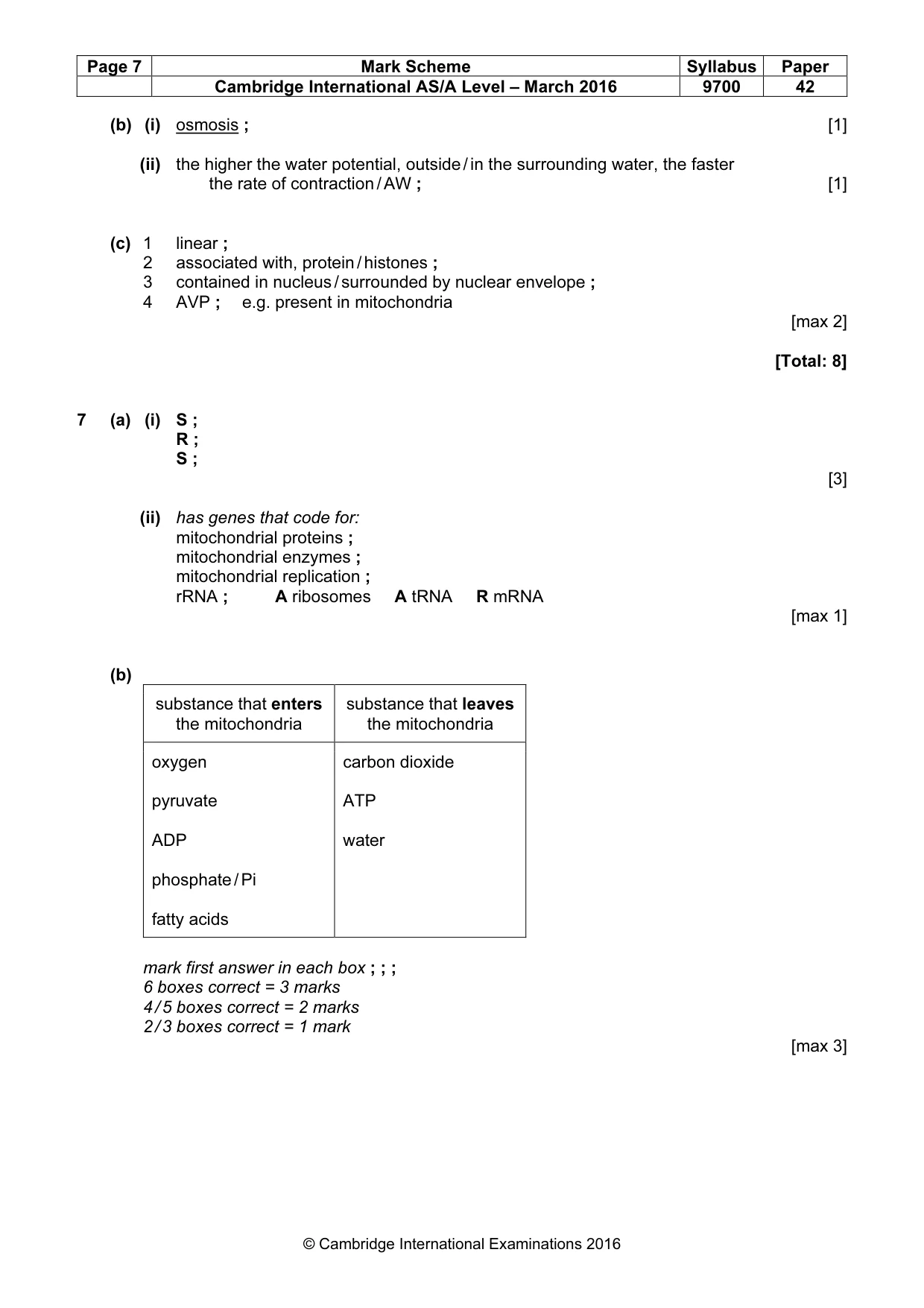 Mark scheme, page 7 of 10