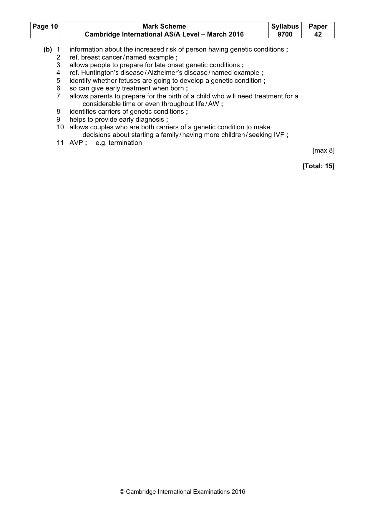 Mark scheme, page 10 of 10