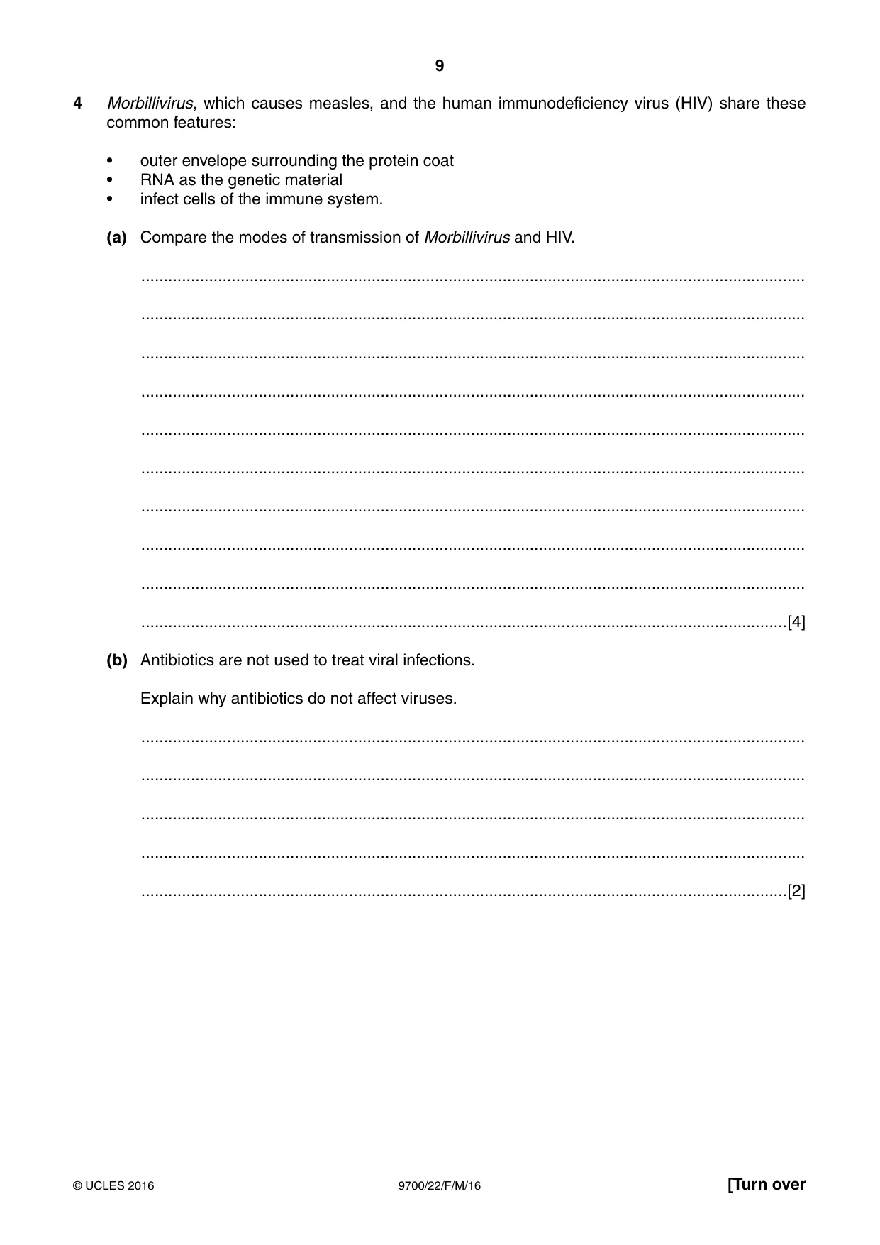 Cambridge A Level Biology 9700 2016 Feb/March Paper 2 · Variant 2 question paper, page 9 of 16