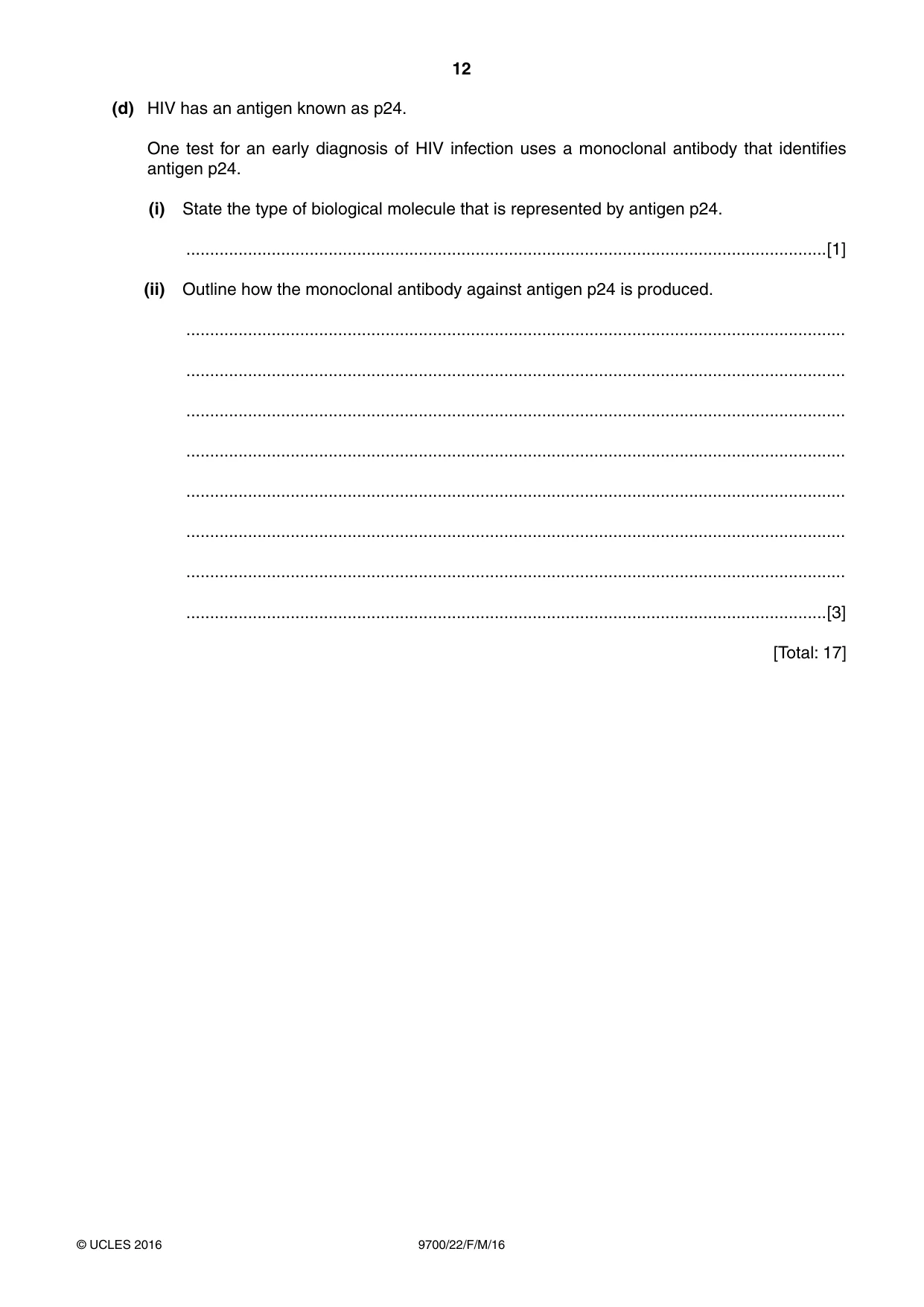 Cambridge A Level Biology 9700 2016 Feb/March Paper 2 · Variant 2 question paper, page 12 of 16