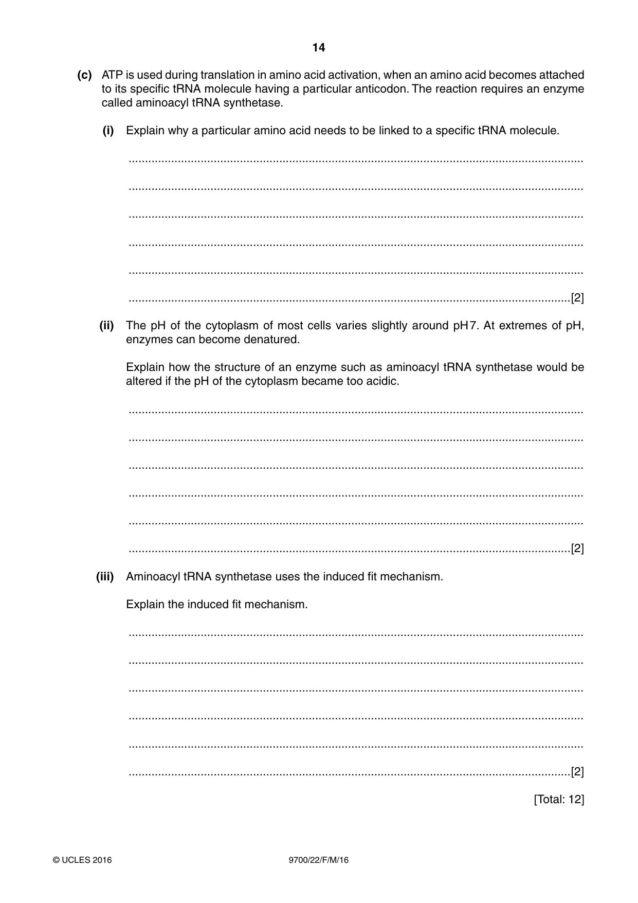 Cambridge A Level Biology 9700 2016 Feb/March Paper 2 · Variant 2 question paper, page 14 of 16