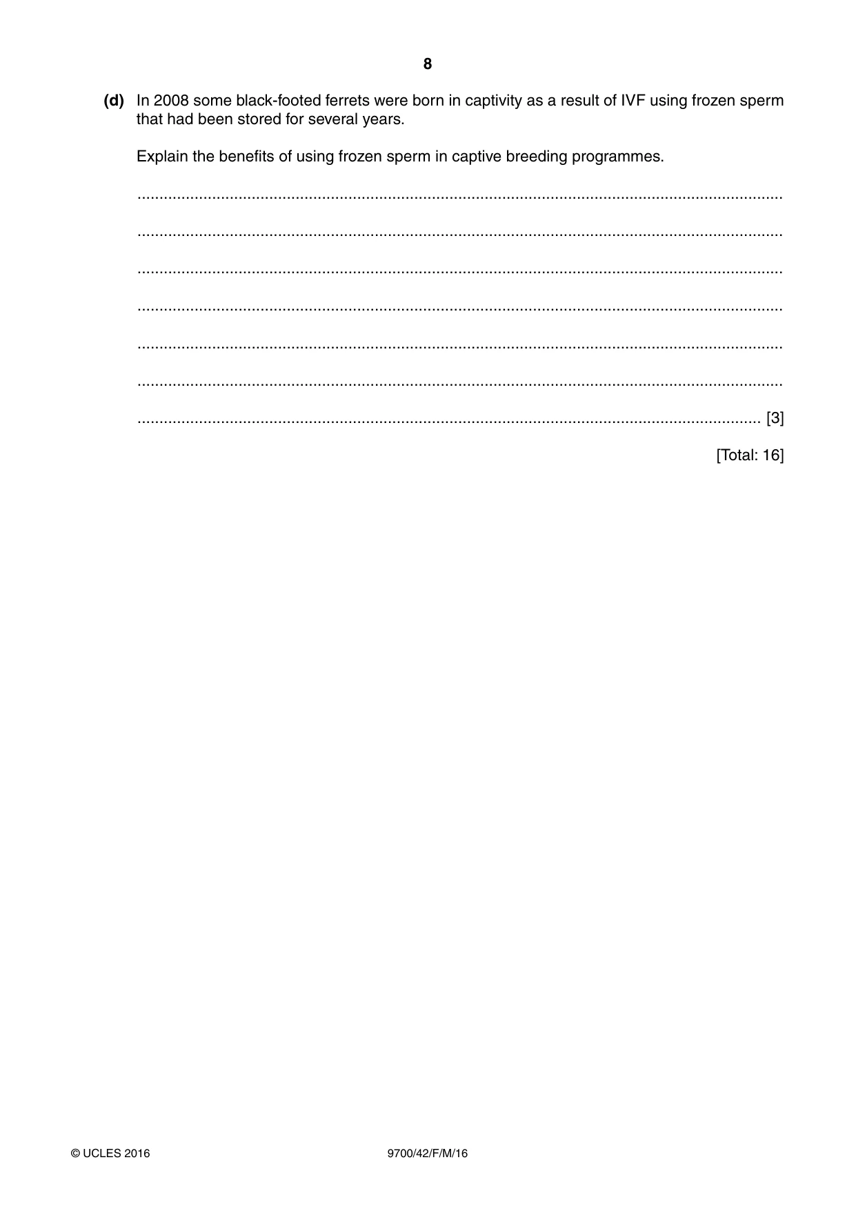 Cambridge A Level Biology 9700 2016 Feb/March Paper 4 · Variant 2 question paper, page 8 of 28