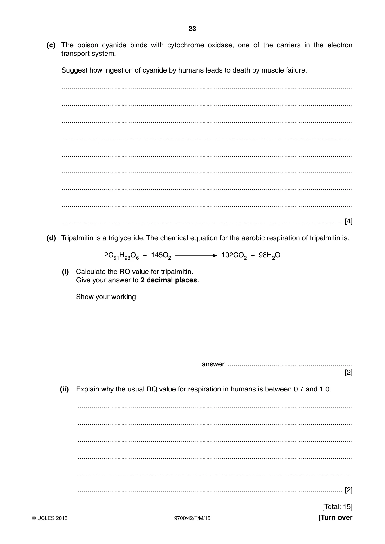 Cambridge A Level Biology 9700 2016 Feb/March Paper 4 · Variant 2 question paper, page 23 of 28