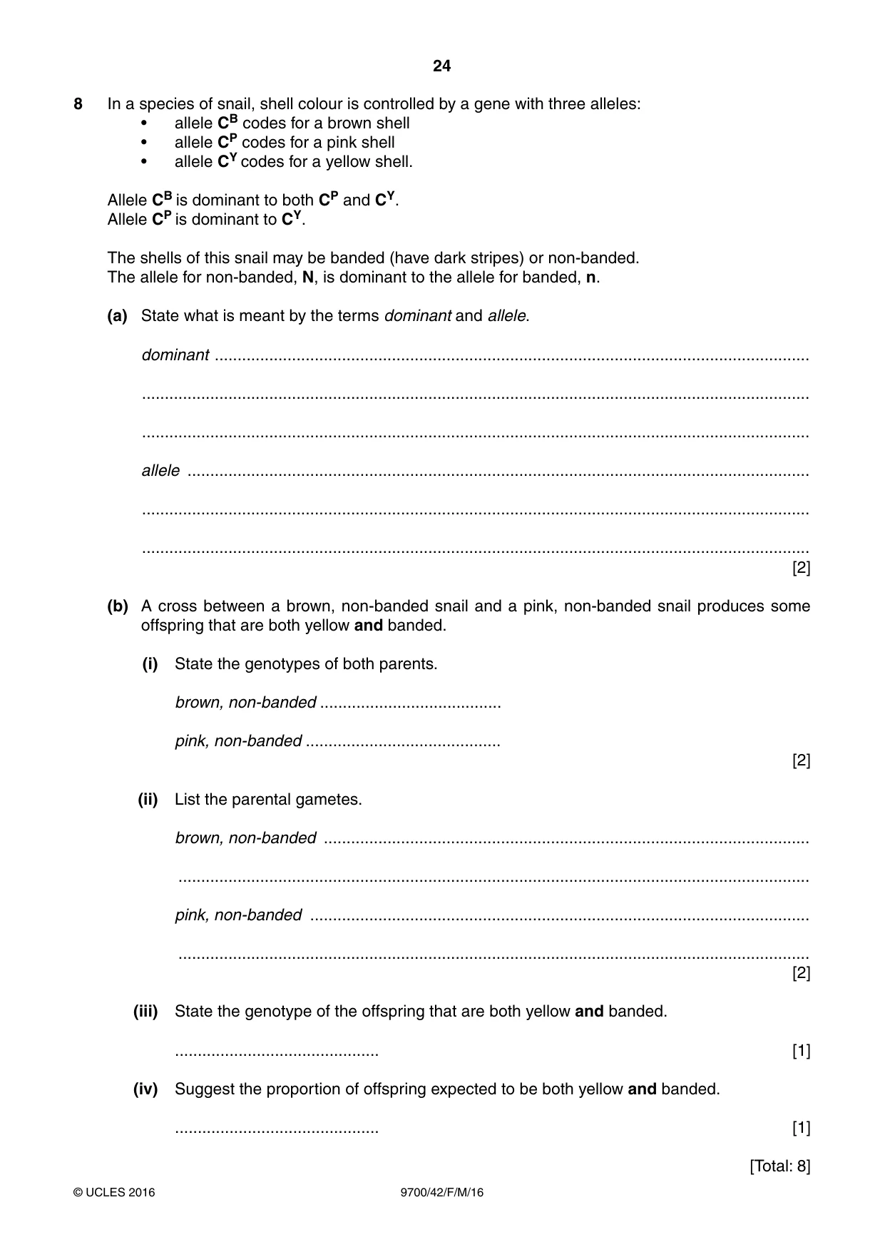 Cambridge A Level Biology 9700 2016 Feb/March Paper 4 · Variant 2 question paper, page 24 of 28