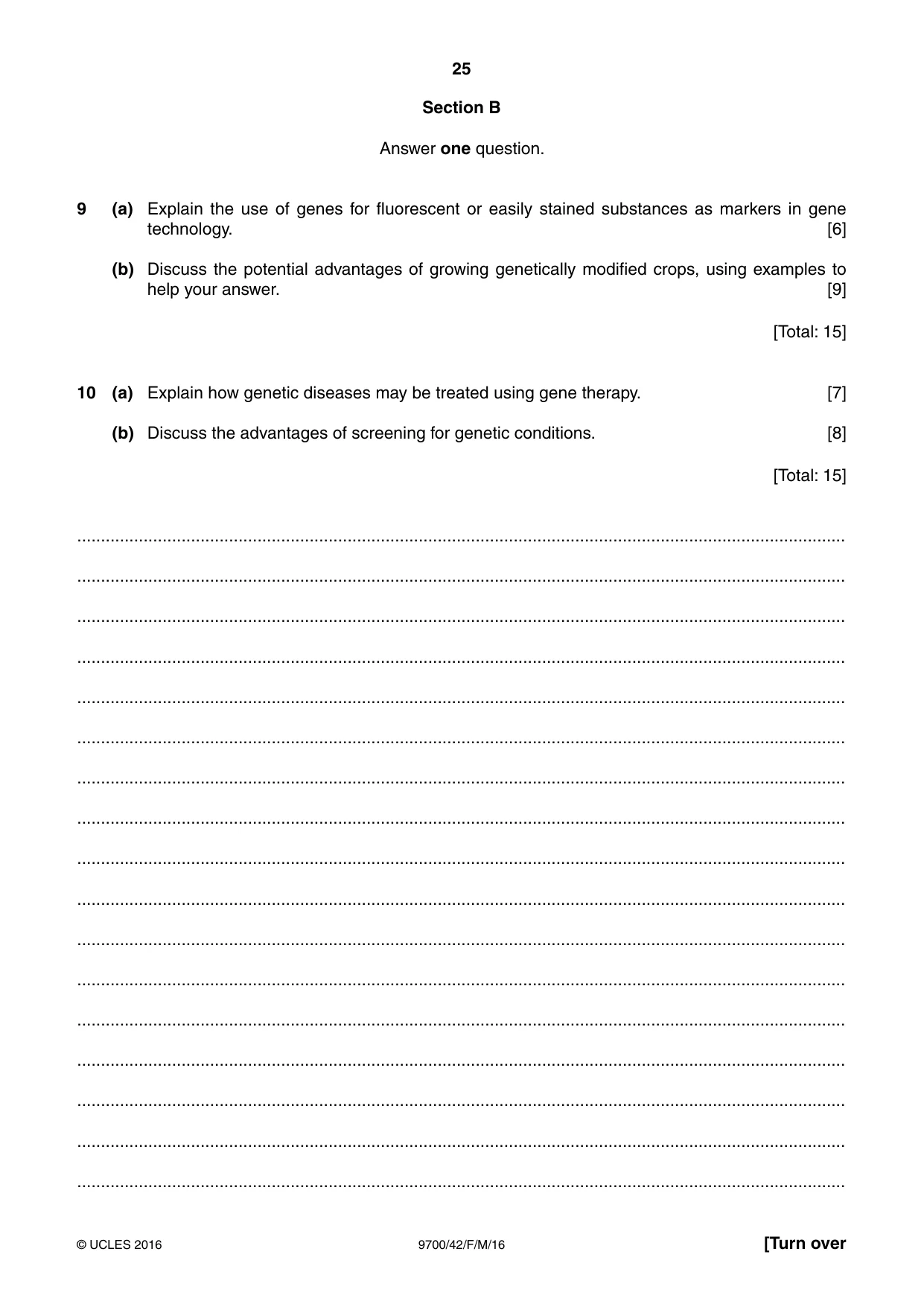 Cambridge A Level Biology 9700 2016 Feb/March Paper 4 · Variant 2 question paper, page 25 of 28
