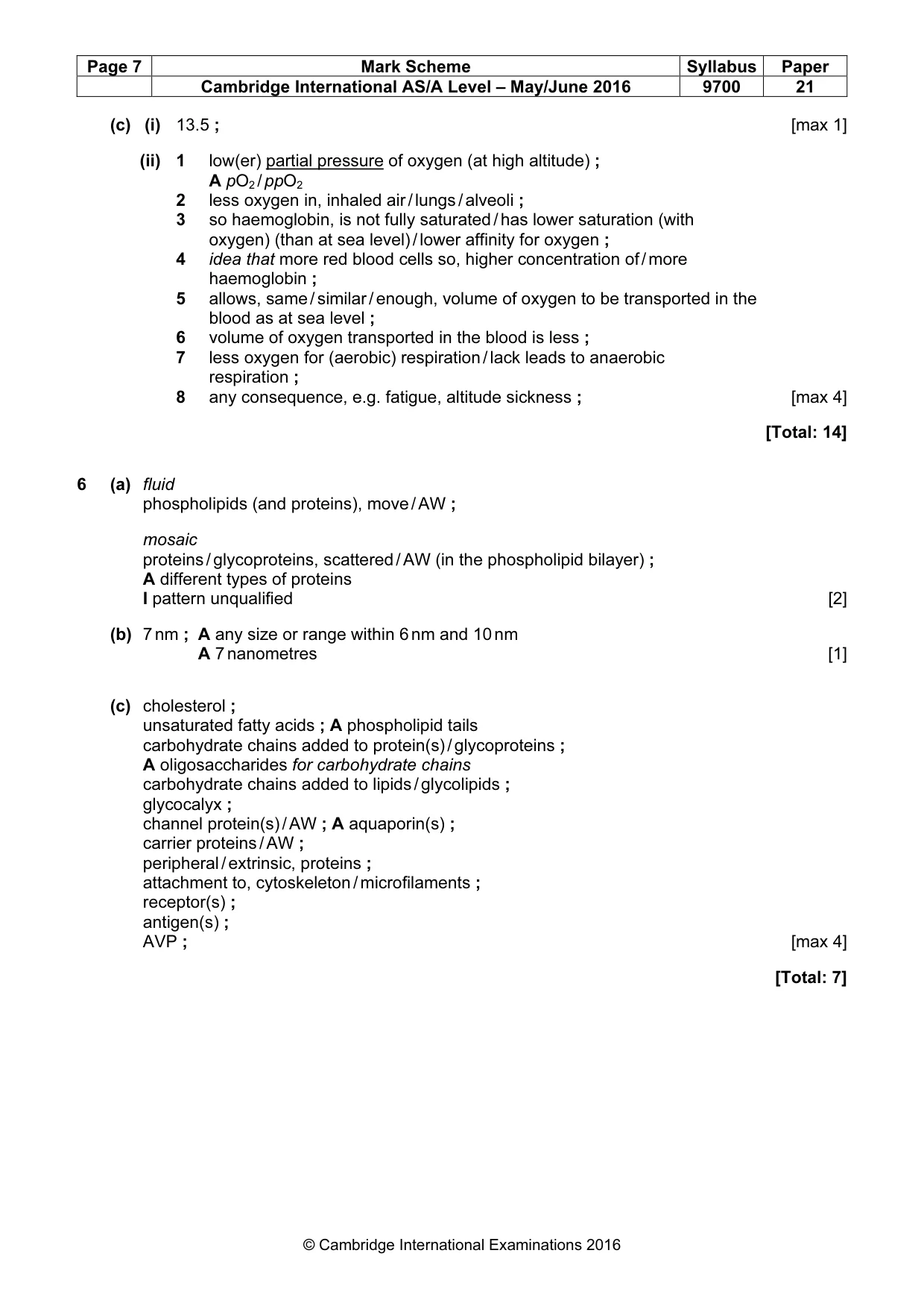 Mark scheme, page 7 of 7
