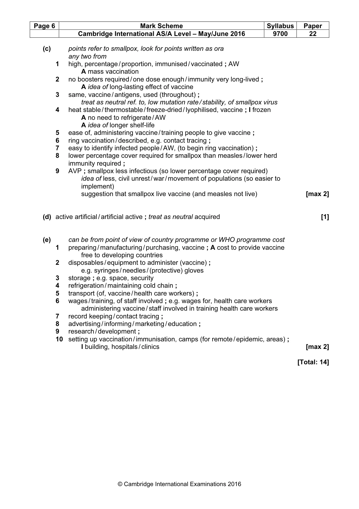Mark scheme, page 6 of 10