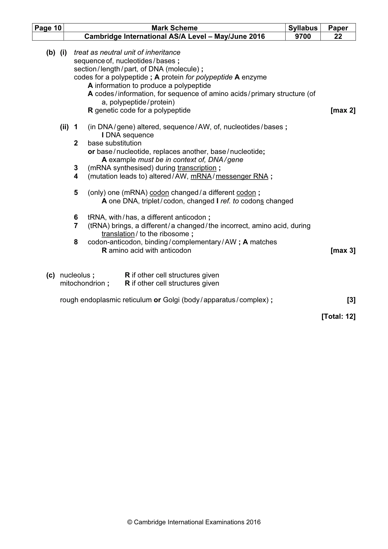 Mark scheme, page 10 of 10