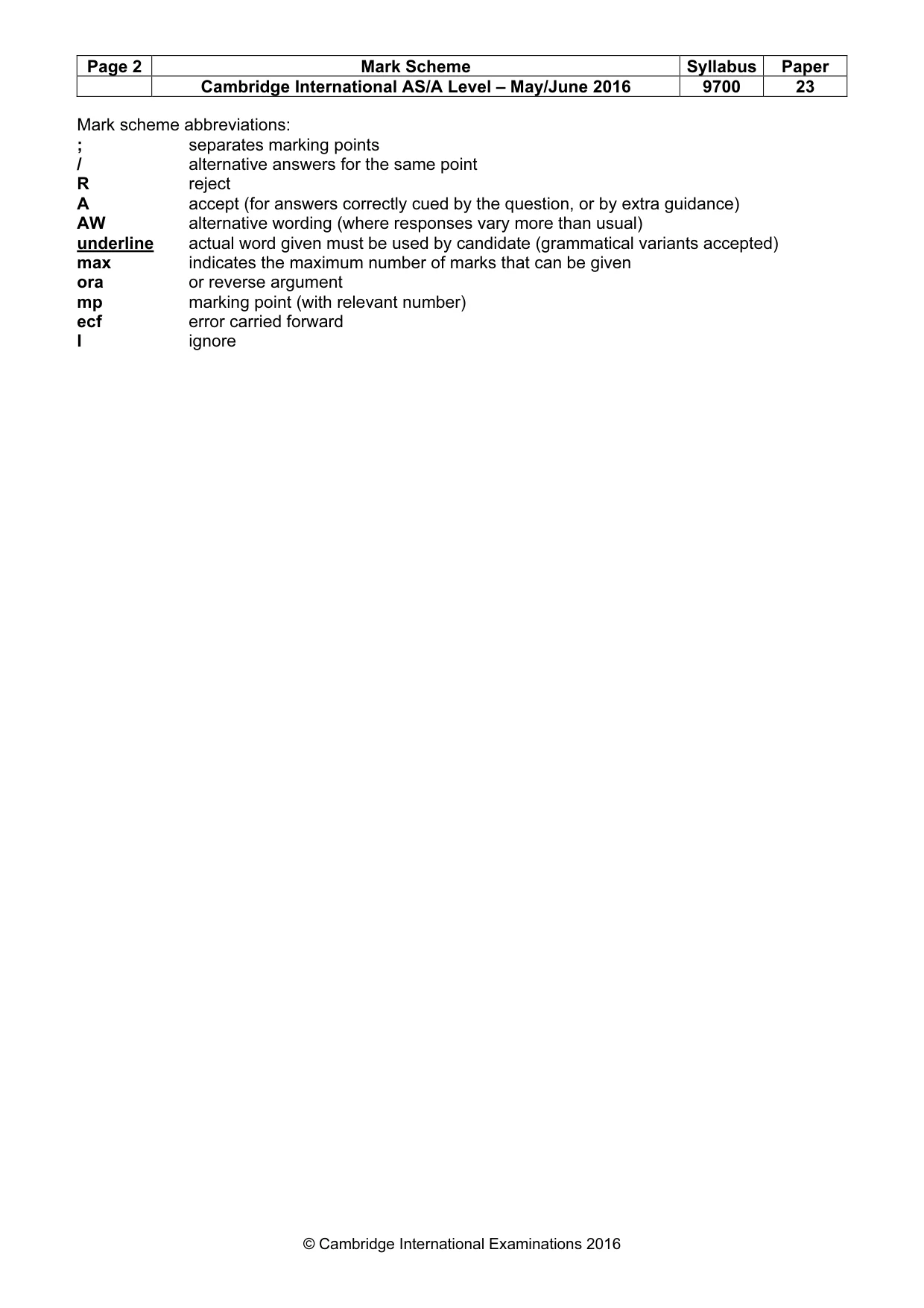 Mark scheme, page 2 of 6