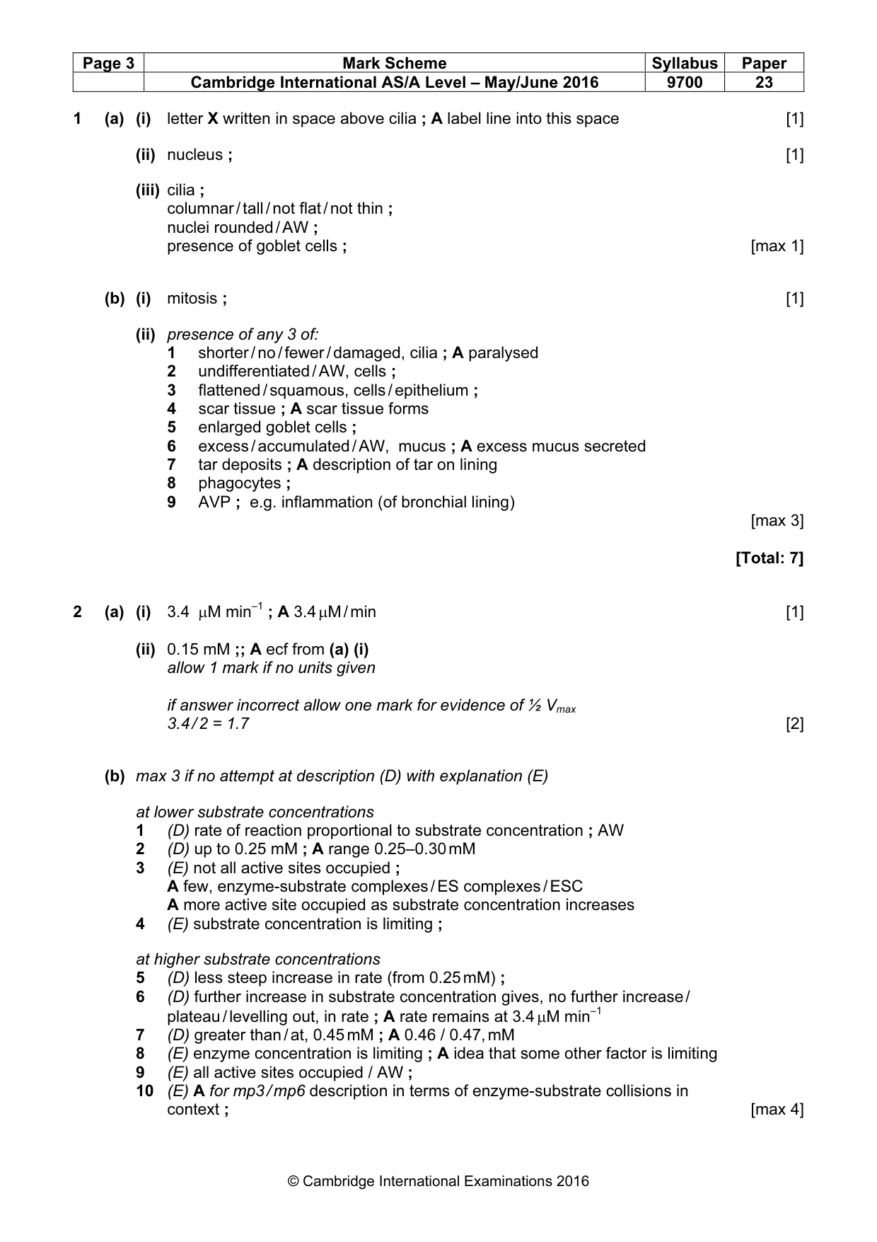 Mark scheme, page 3 of 6