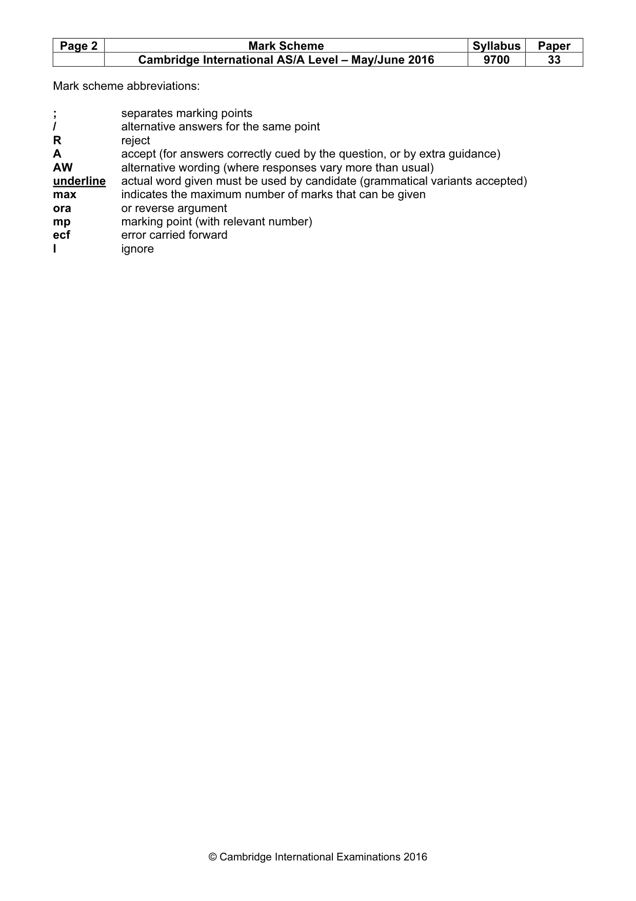 Mark scheme, page 2 of 4