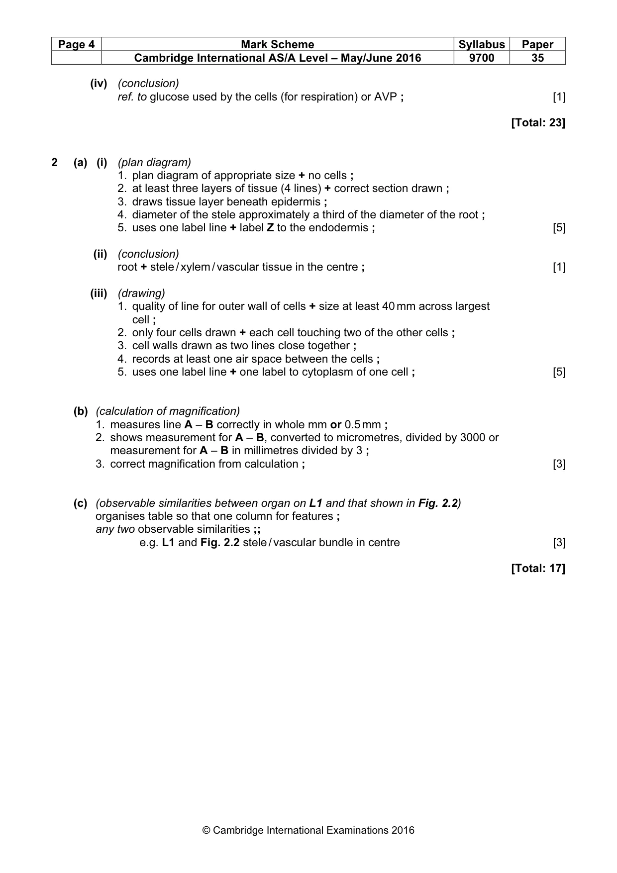 Mark scheme, page 4 of 4