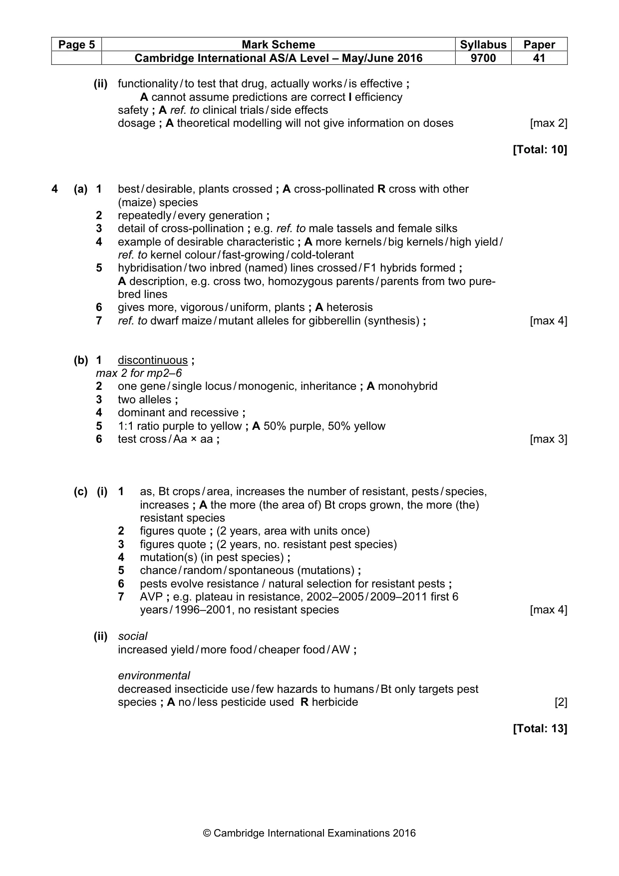 Mark scheme, page 5 of 10