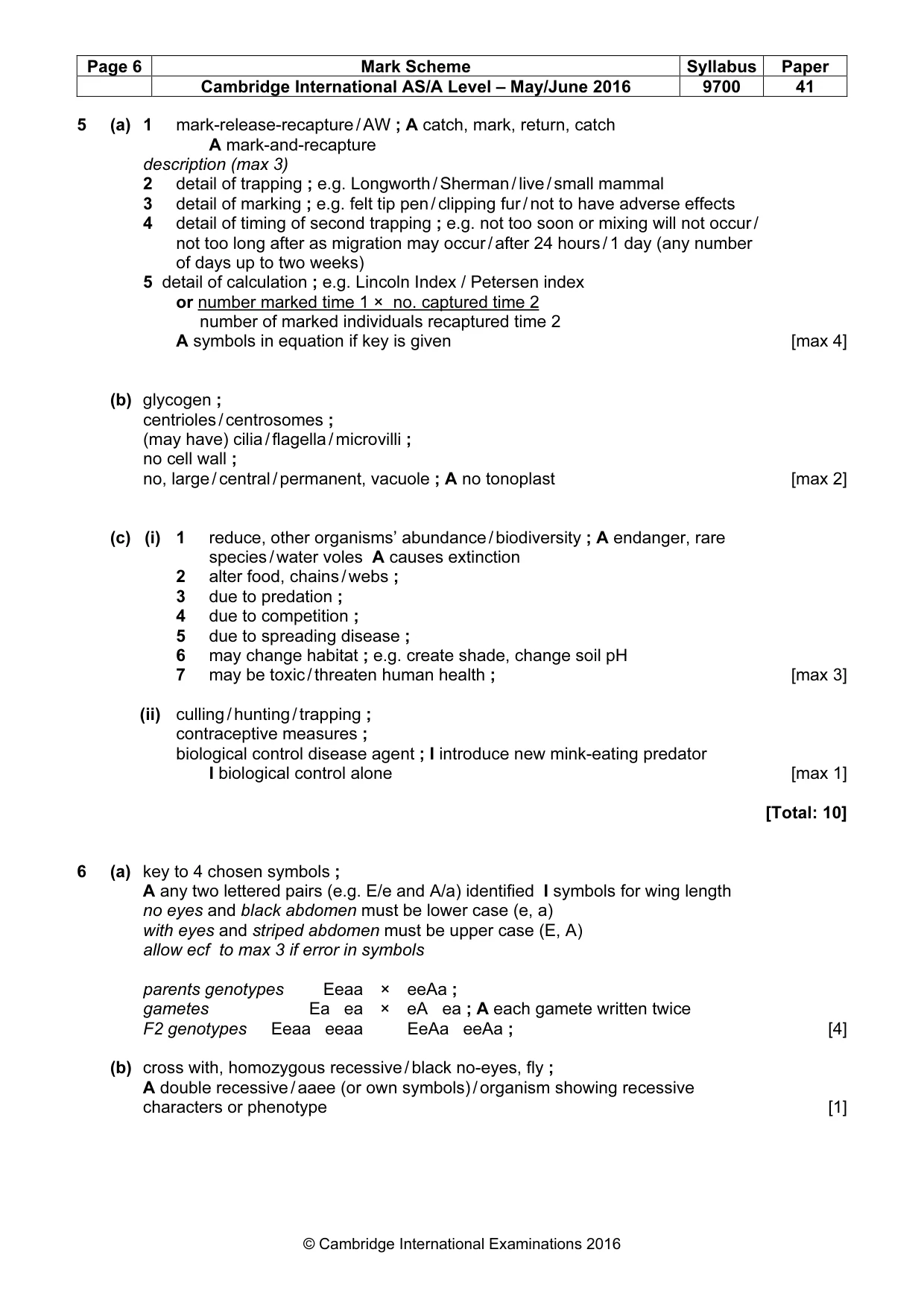 Mark scheme, page 6 of 10