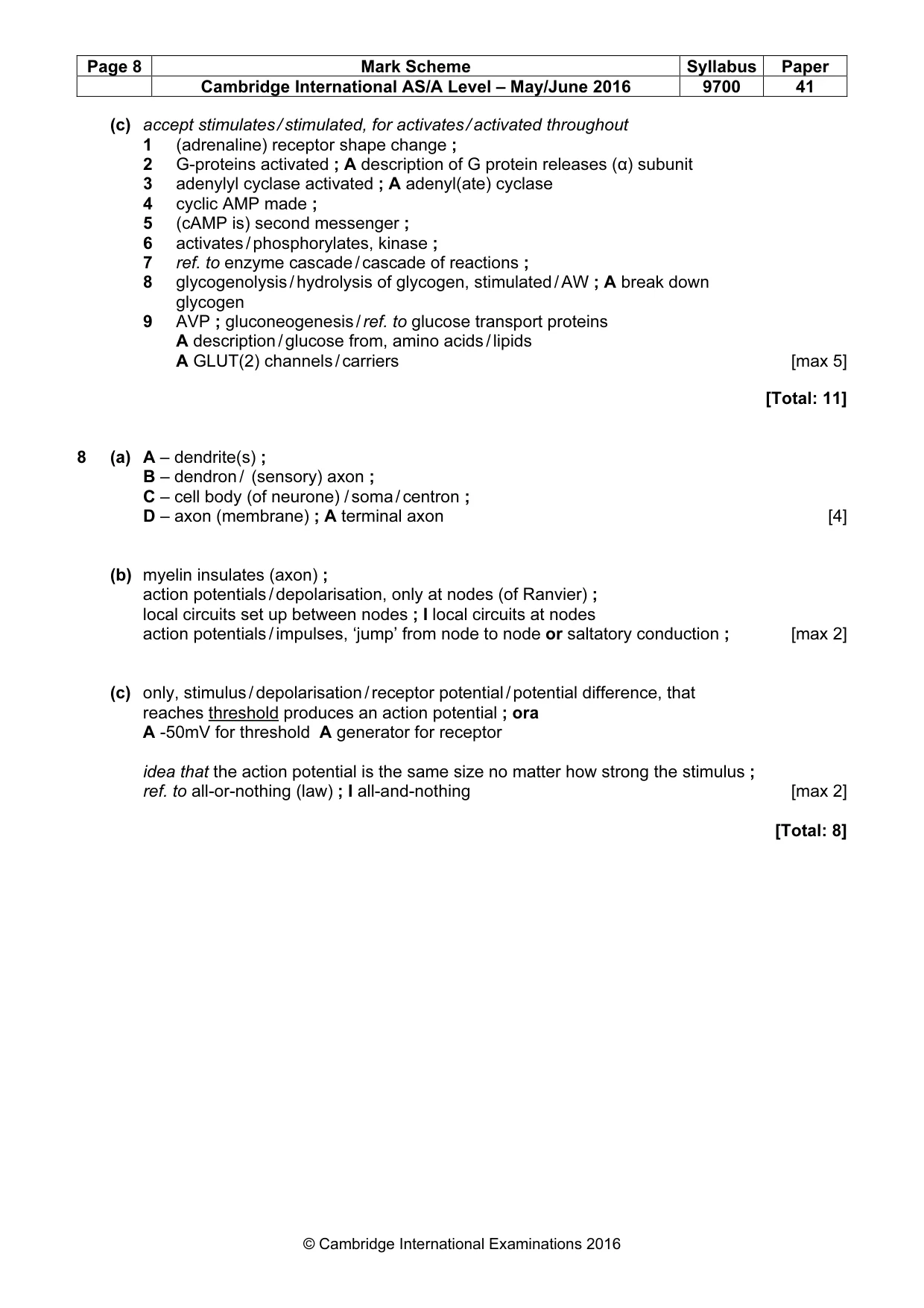 Mark scheme, page 8 of 10